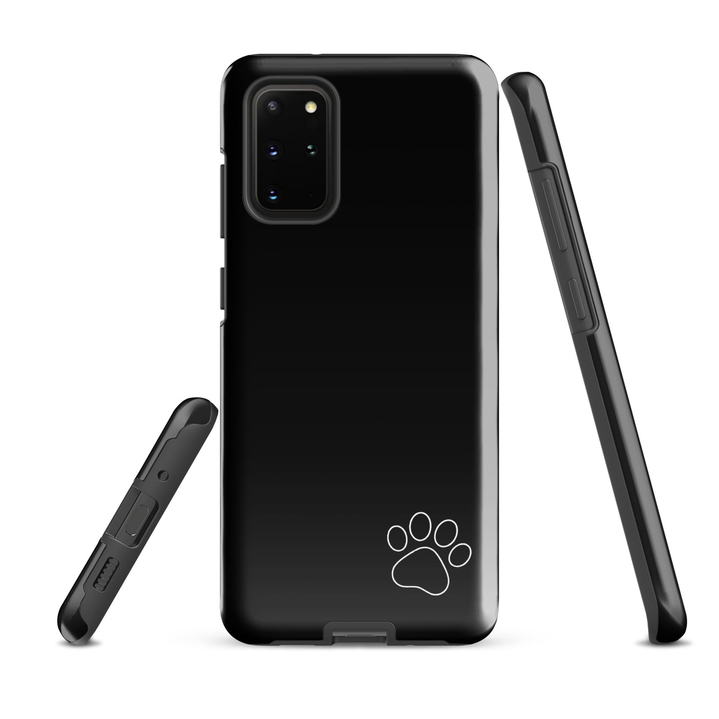 Phone Case for Samsung Galaxy with black minimalist design and white paw print