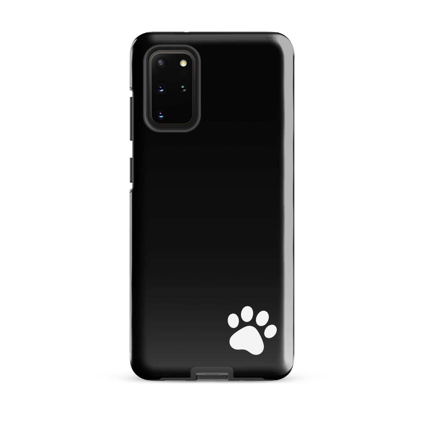 Phone Case for Samsung Galaxy with black design and white paw print, minimalist tough case offering style and protection for animal lovers.