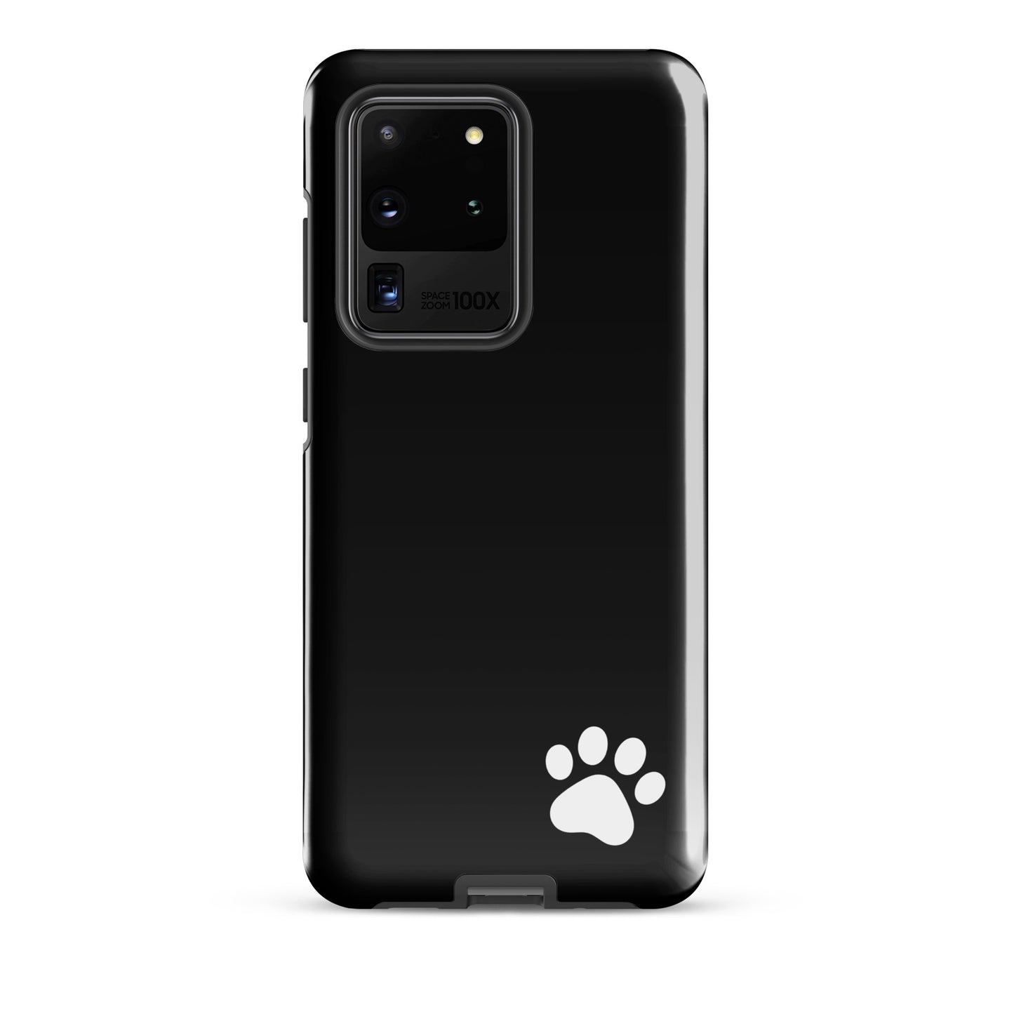 Phone Case for Samsung Galaxy with minimalist paw print design, featuring a sleek black finish and tough protection.