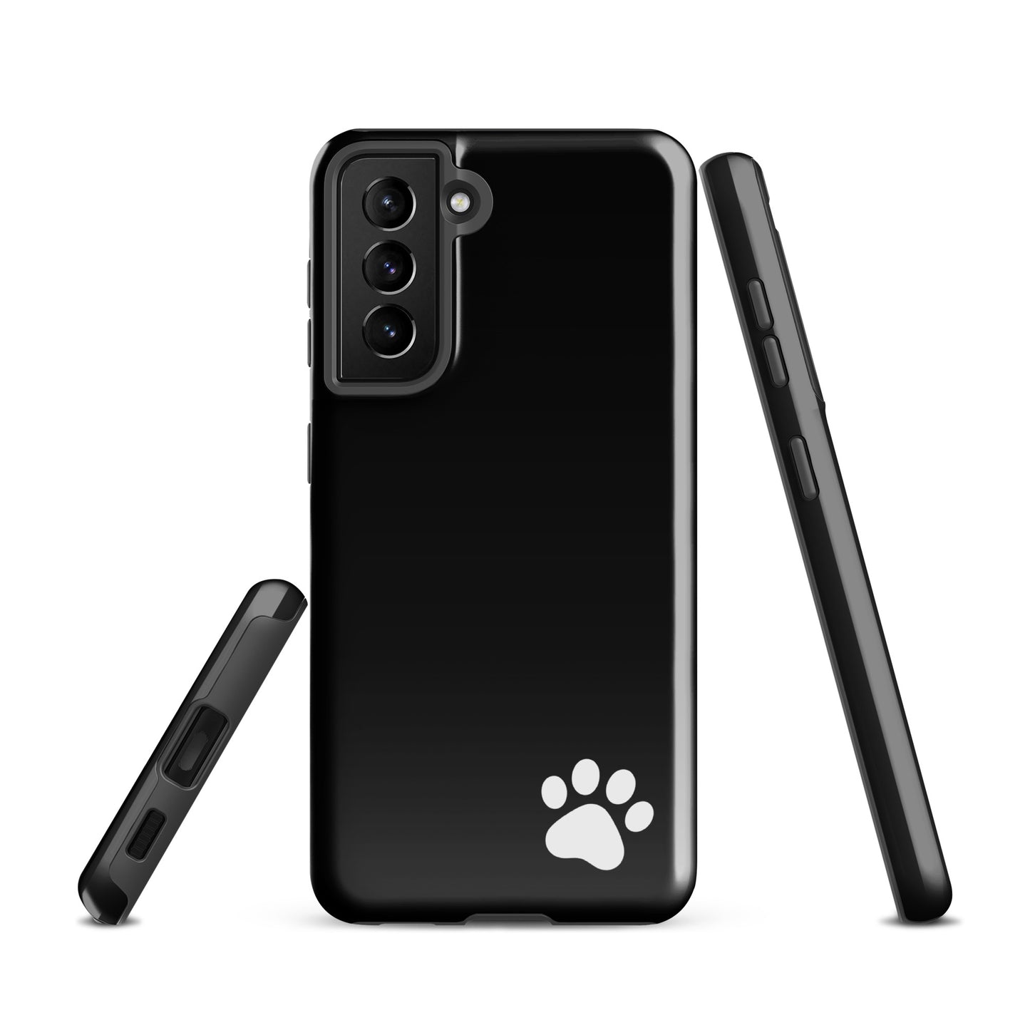 Phone Case for Samsung Galaxy with paw print design on black minimalist tough cover