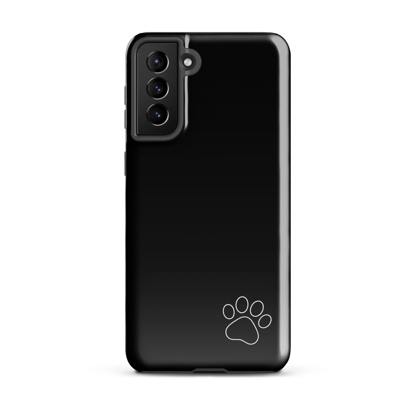 Black Phone Case for Samsung Galaxy with white paw print design