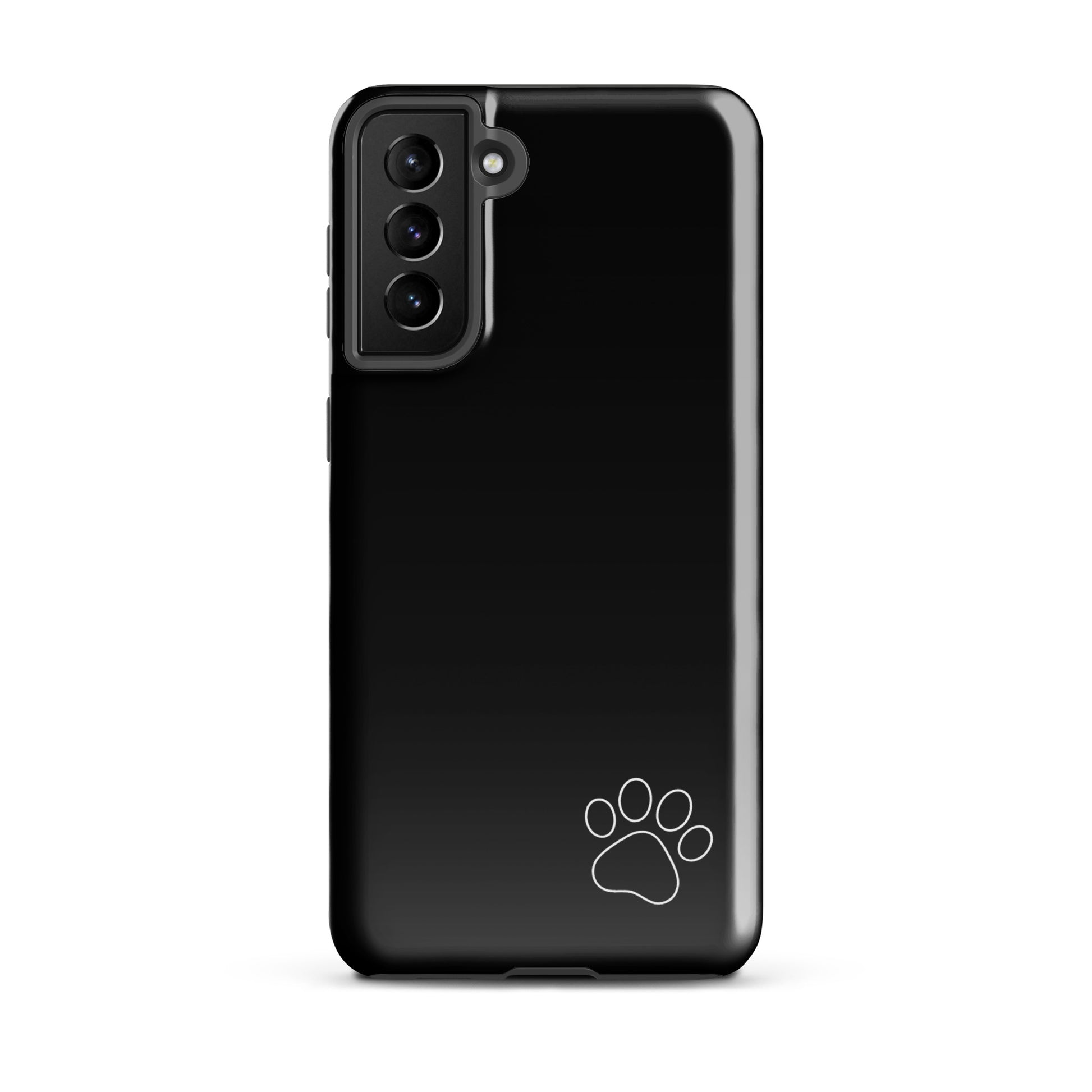 Black Phone Case for Samsung Galaxy with white paw print design