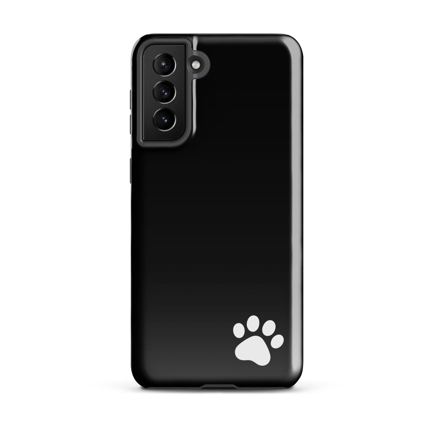 Phone Case for Samsung Galaxy with black finish and white paw print design