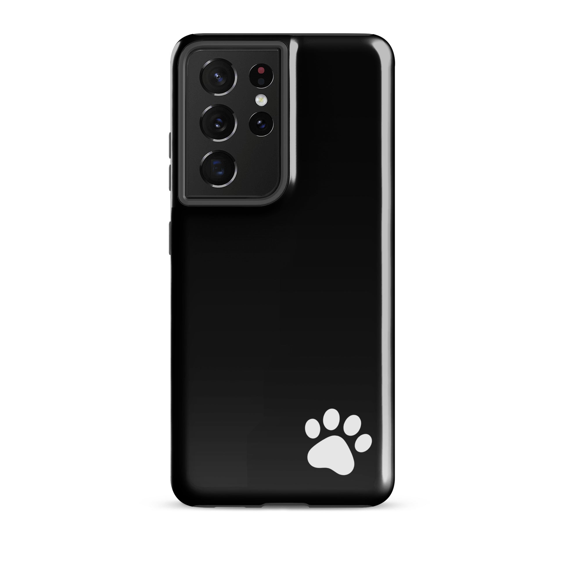 Phone Case for Samsung Galaxy with paw-print design, Luxe Minimalist Tough Case in sleek black, animal lover accessory