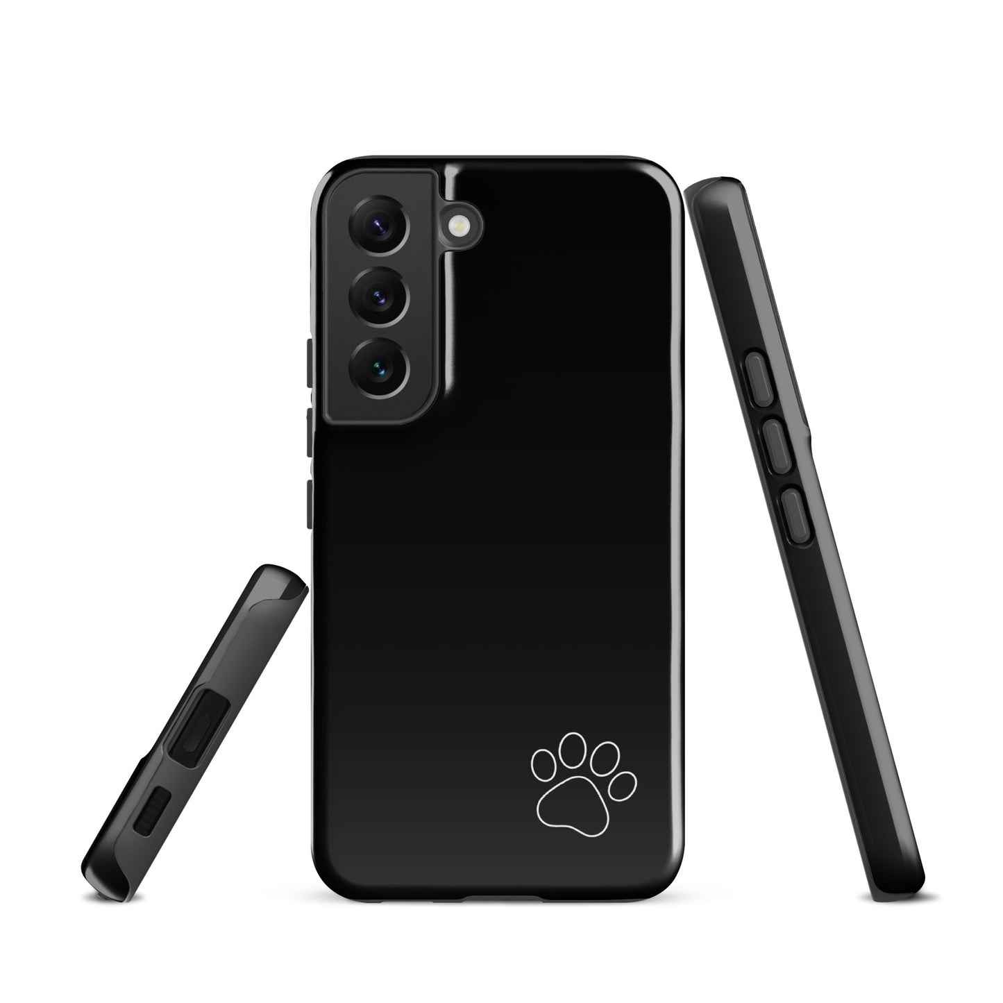 Phone Case for Samsung Galaxy with minimalist black design and white paw print