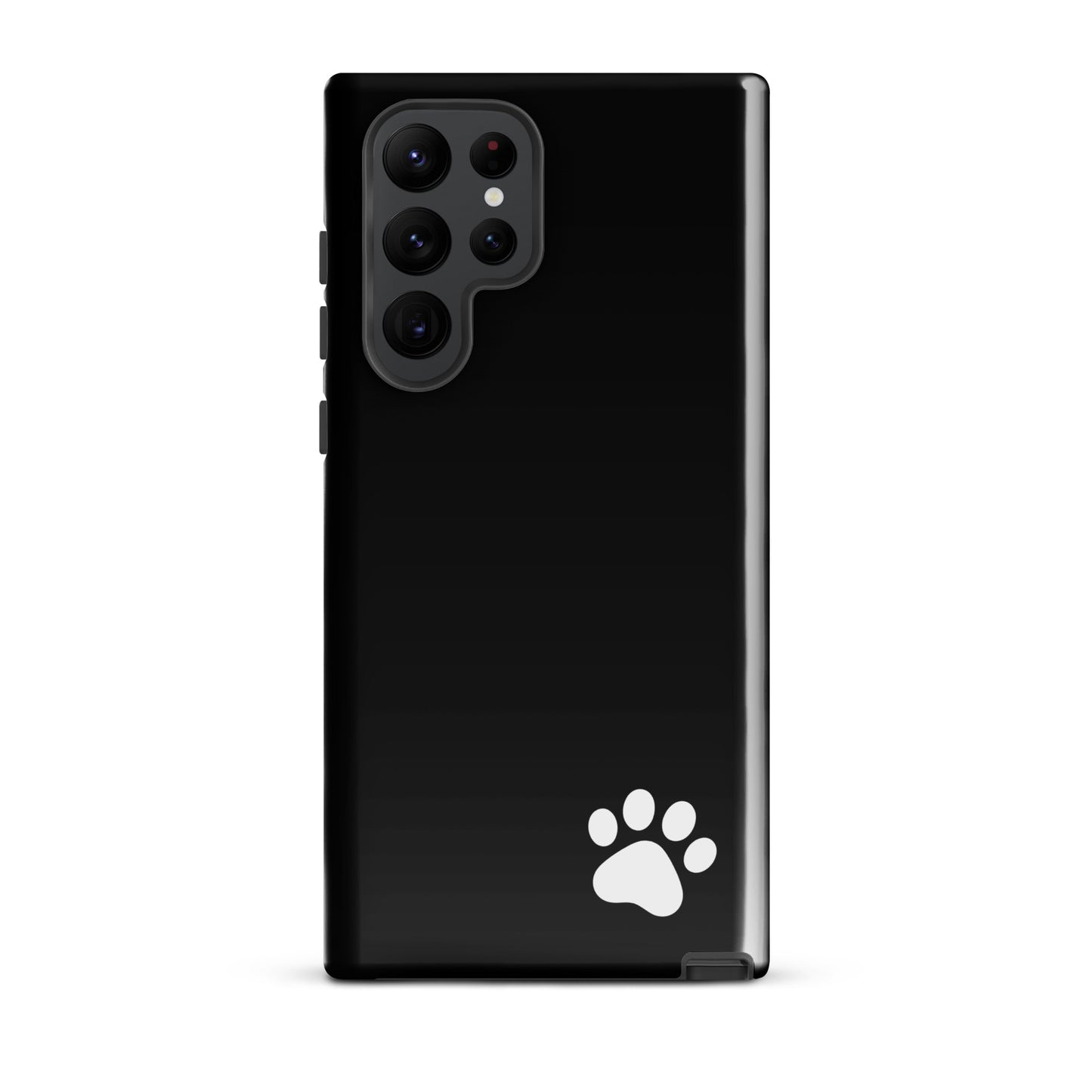 Phone Case for Samsung Galaxy with black paw-print design, minimalist style