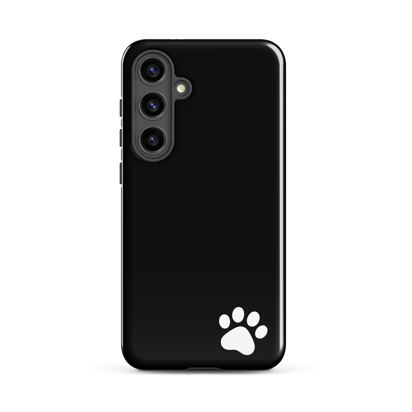 Phone Case for Samsung Galaxy with paw-print design, black minimalist tough case, perfect for pet lovers seeking stylish protection.