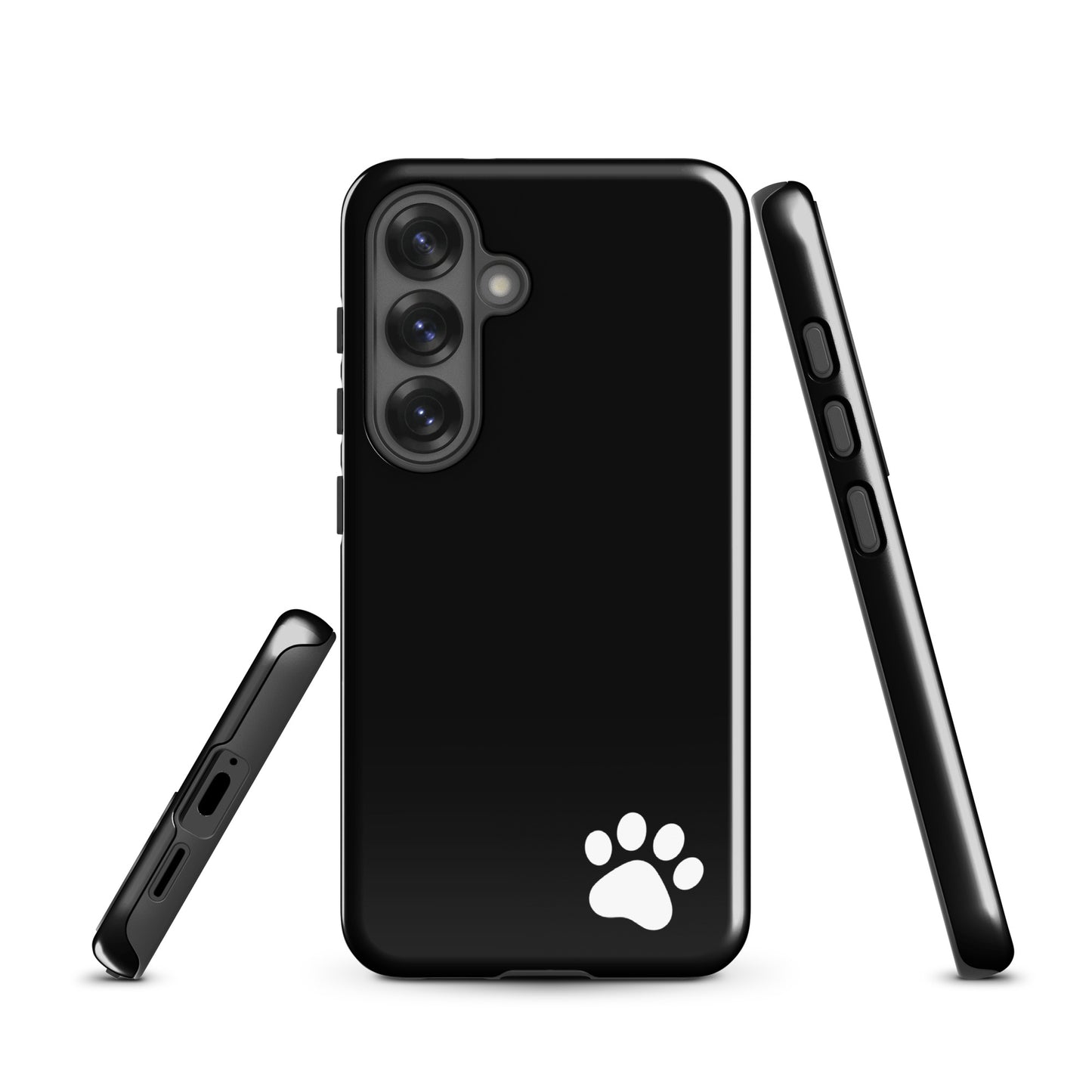 Phone Case for Samsung Galaxy with black design and white paw print, offering minimalist style and tough protection.