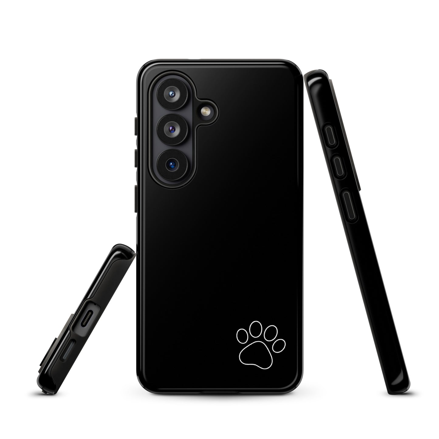 Phone Case for Samsung Galaxy with black design and white paw print