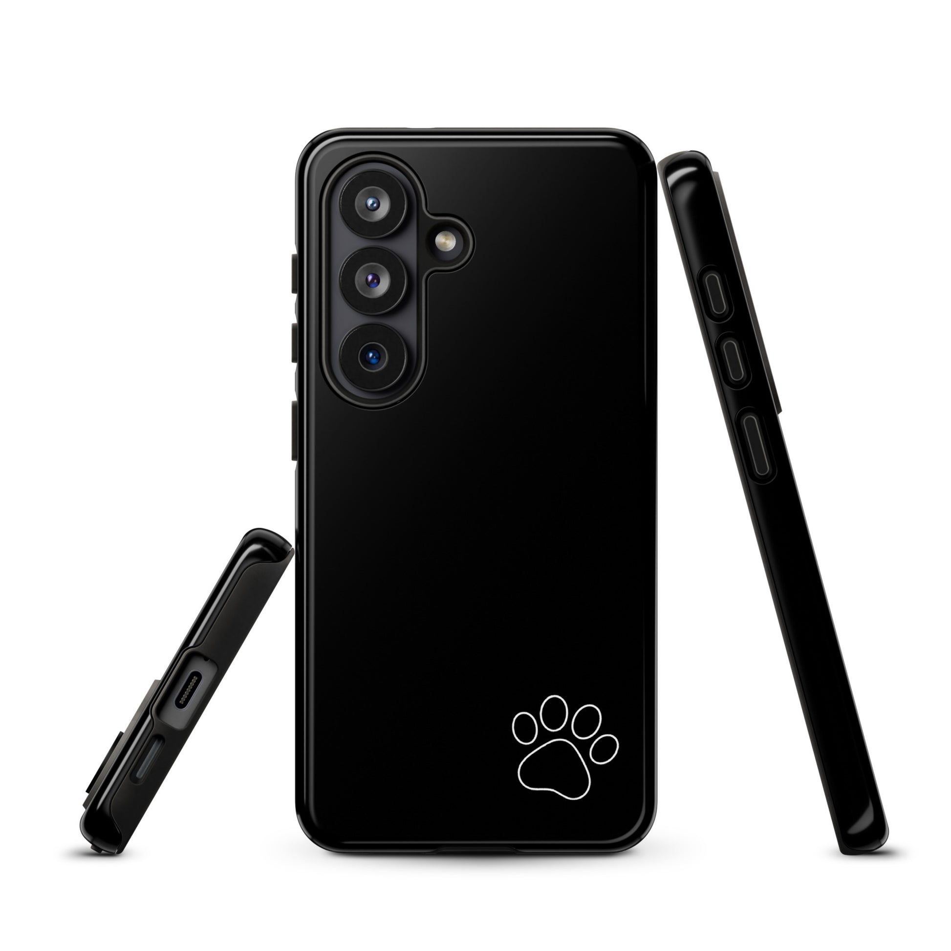 Phone Case for Samsung Galaxy with black design and white paw print
