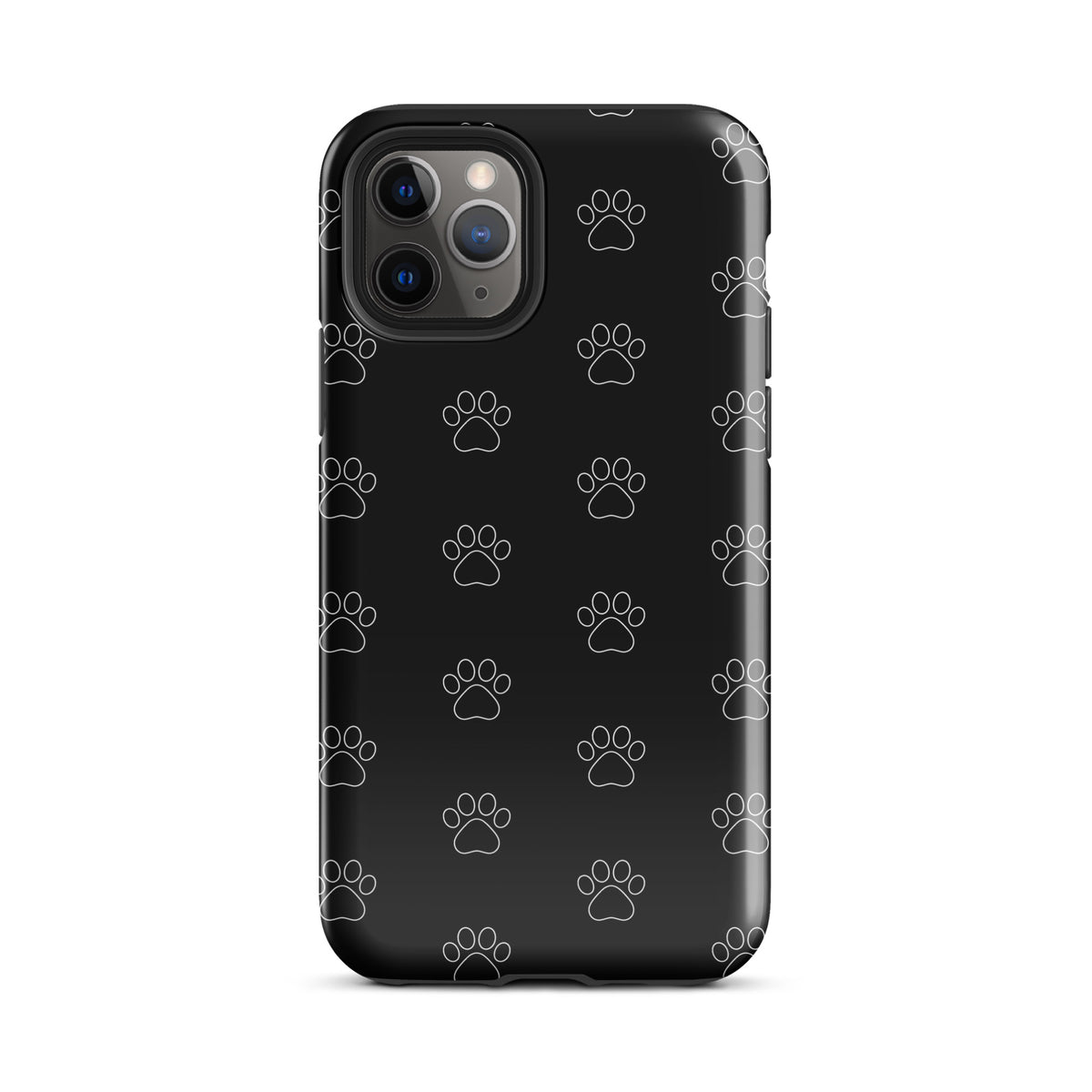 Phone Case for iPhone featuring black paw print pattern, perfect for pet lovers, minimalist design with transparent finish for iPhone users.