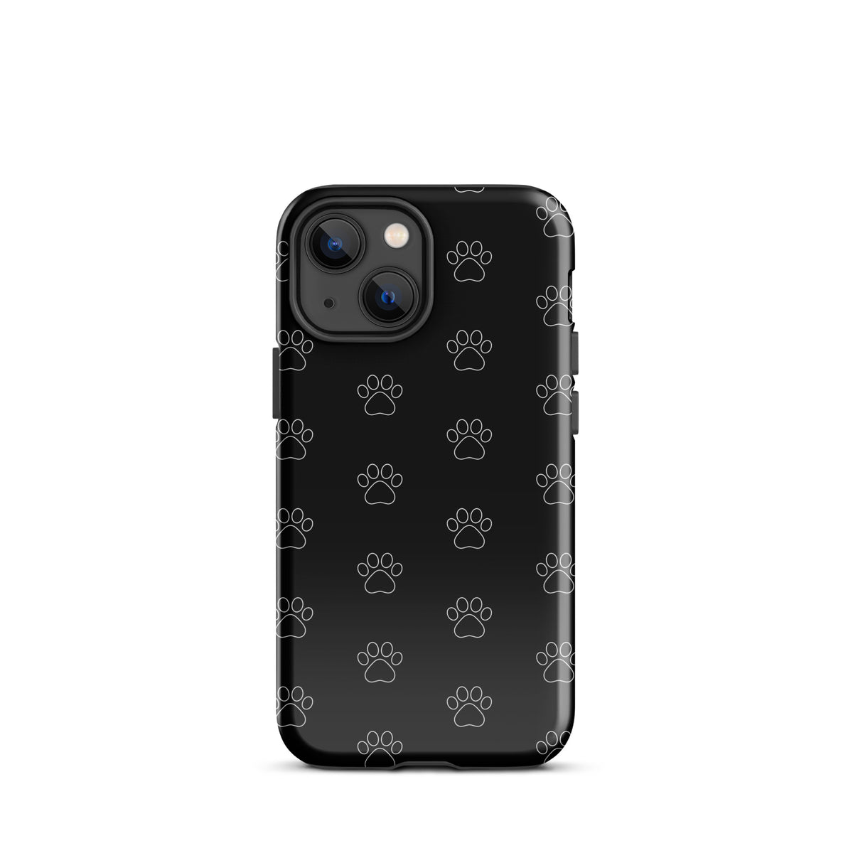 Phone Case for iPhone with black paw print pattern for pet lovers, transparent finish highlighting phone color, minimalist and protective design.