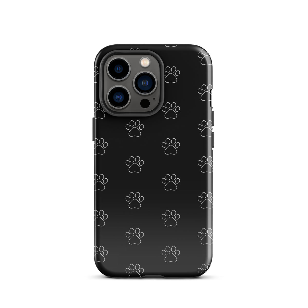 Phone Case for iPhone with black paw print pattern, perfect for pet lovers seeking a modern, minimalist design.