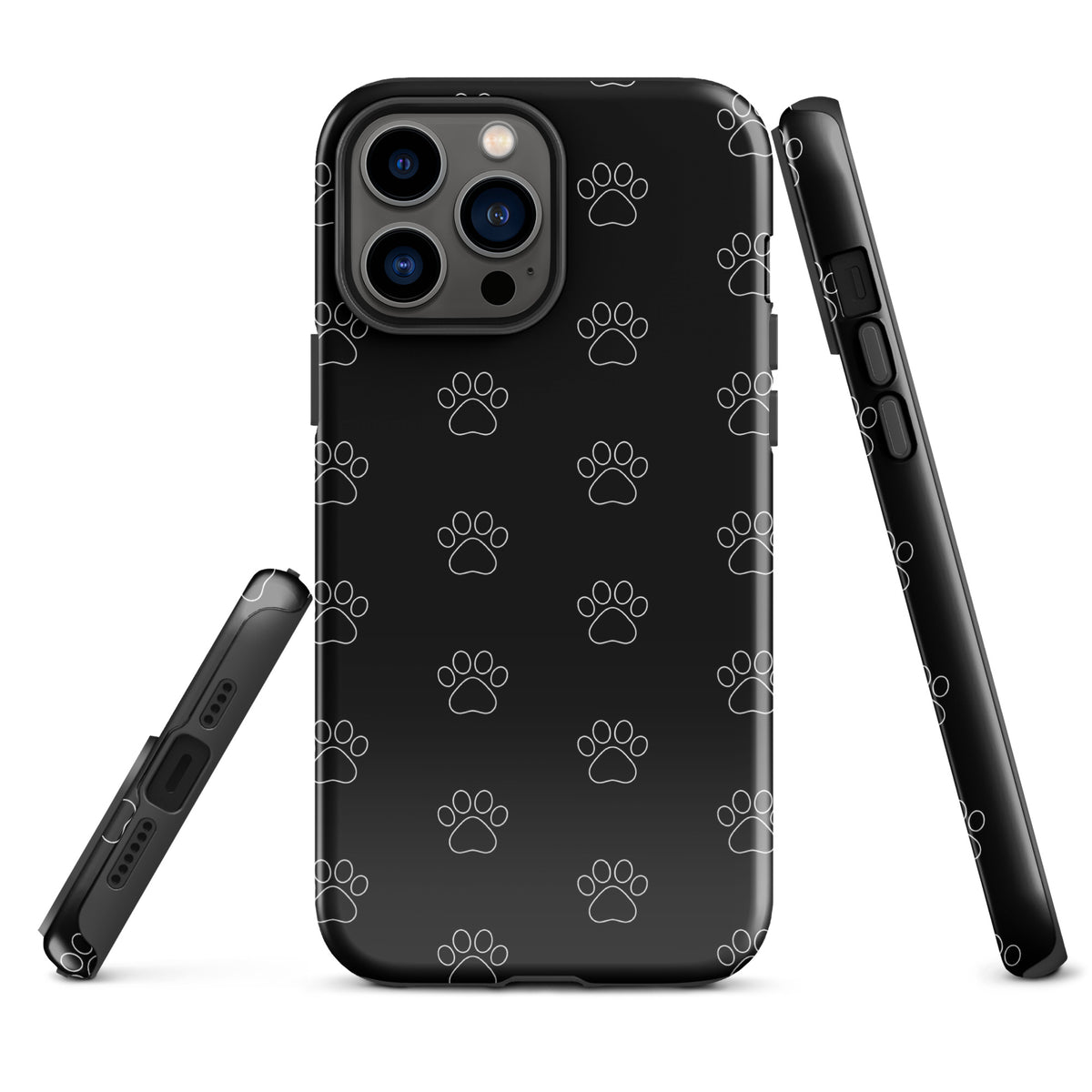 Phone Case for iPhone with black paw print pattern, perfect for pet lovers seeking a stylish and minimalist design.