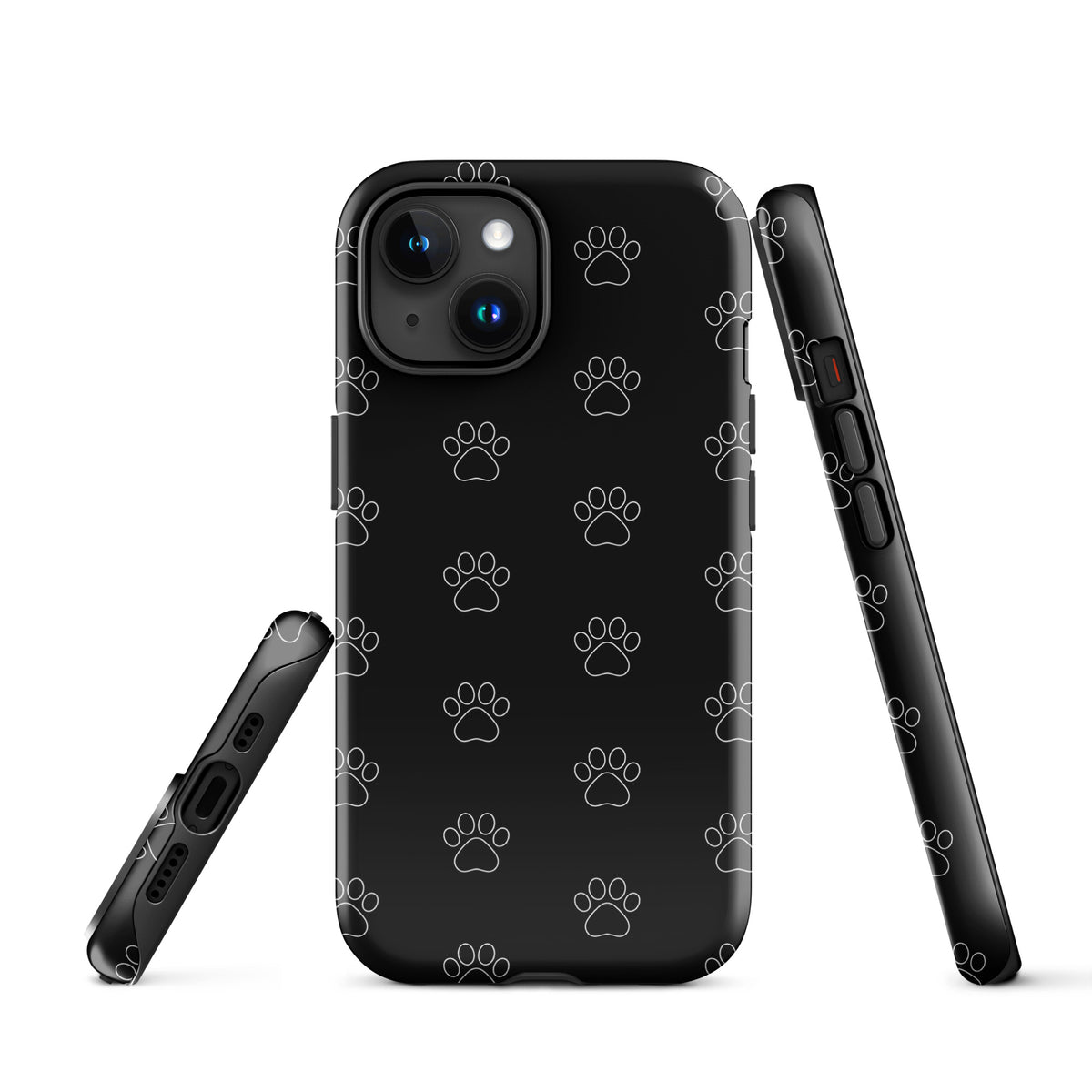 Phone Case for iPhone with a black paw print pattern, designed for pet lovers, featuring a transparent finish that complements device color.