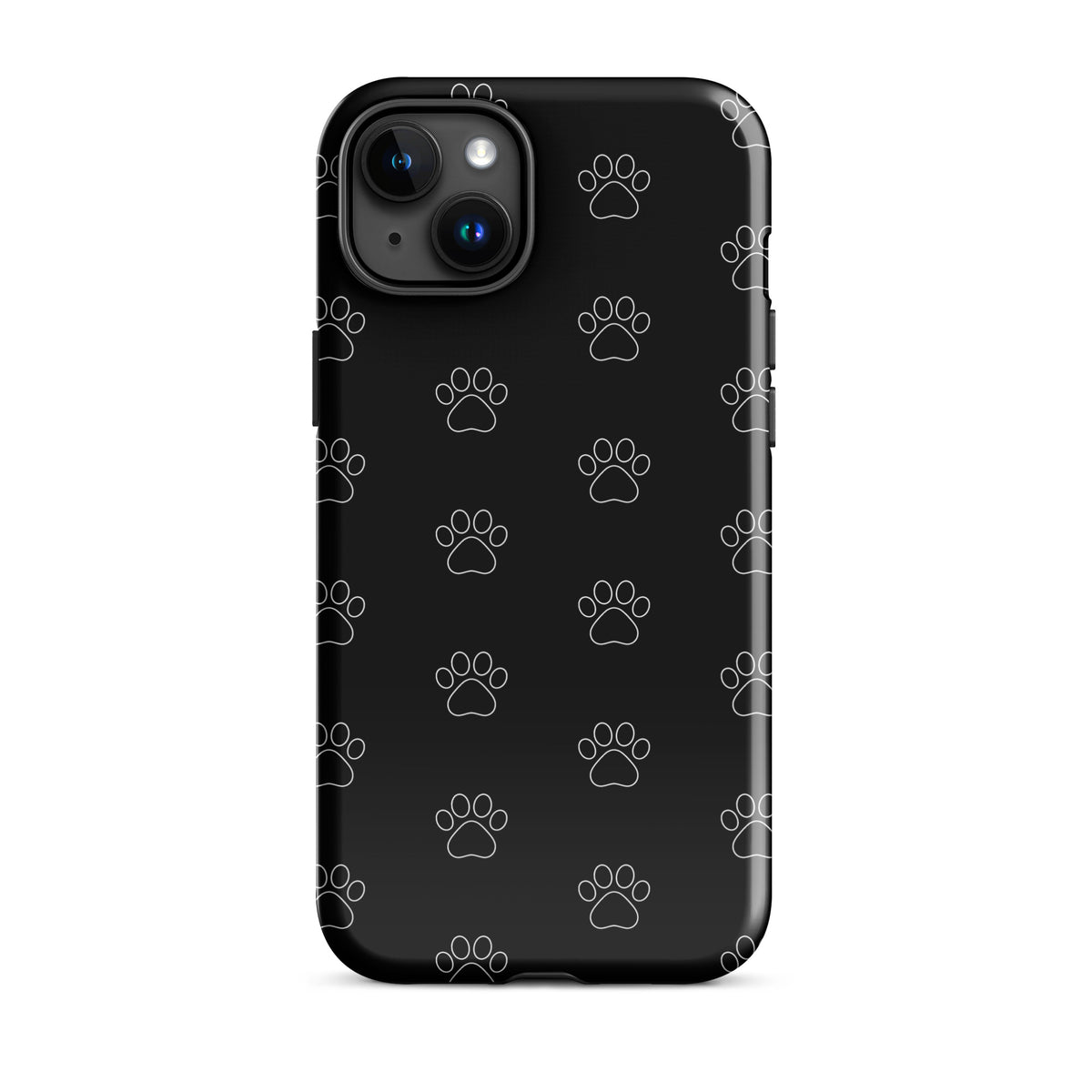 Phone Case - iPhone with Black Paw Print Pattern, for Pet Lovers, Transparent Design, Minimalist Style