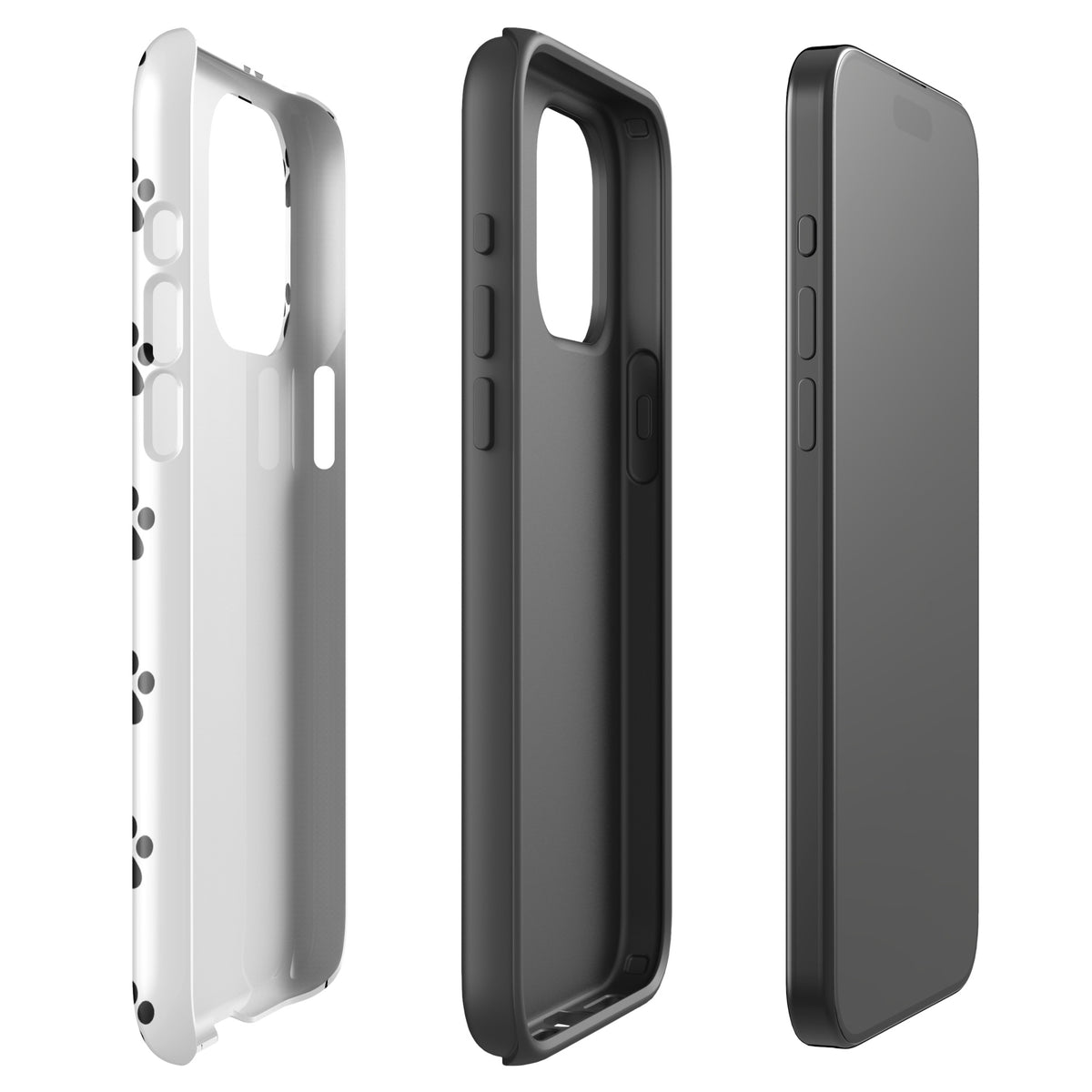 Phone Case for iPhone with stylish paw print design in white and black, perfect for pet lovers