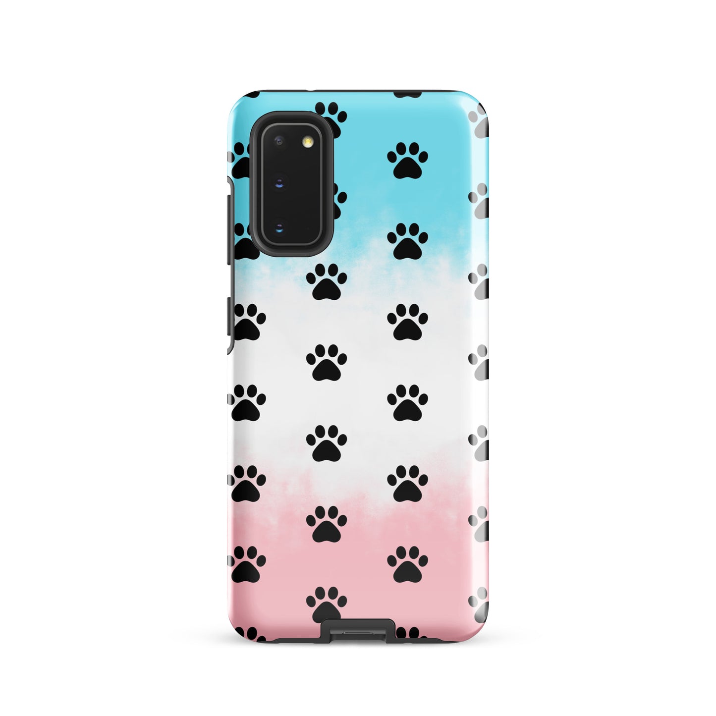 Phone Case for Samsung Galaxy with paw-print pattern, featuring a modern transparent finish for pet lovers.