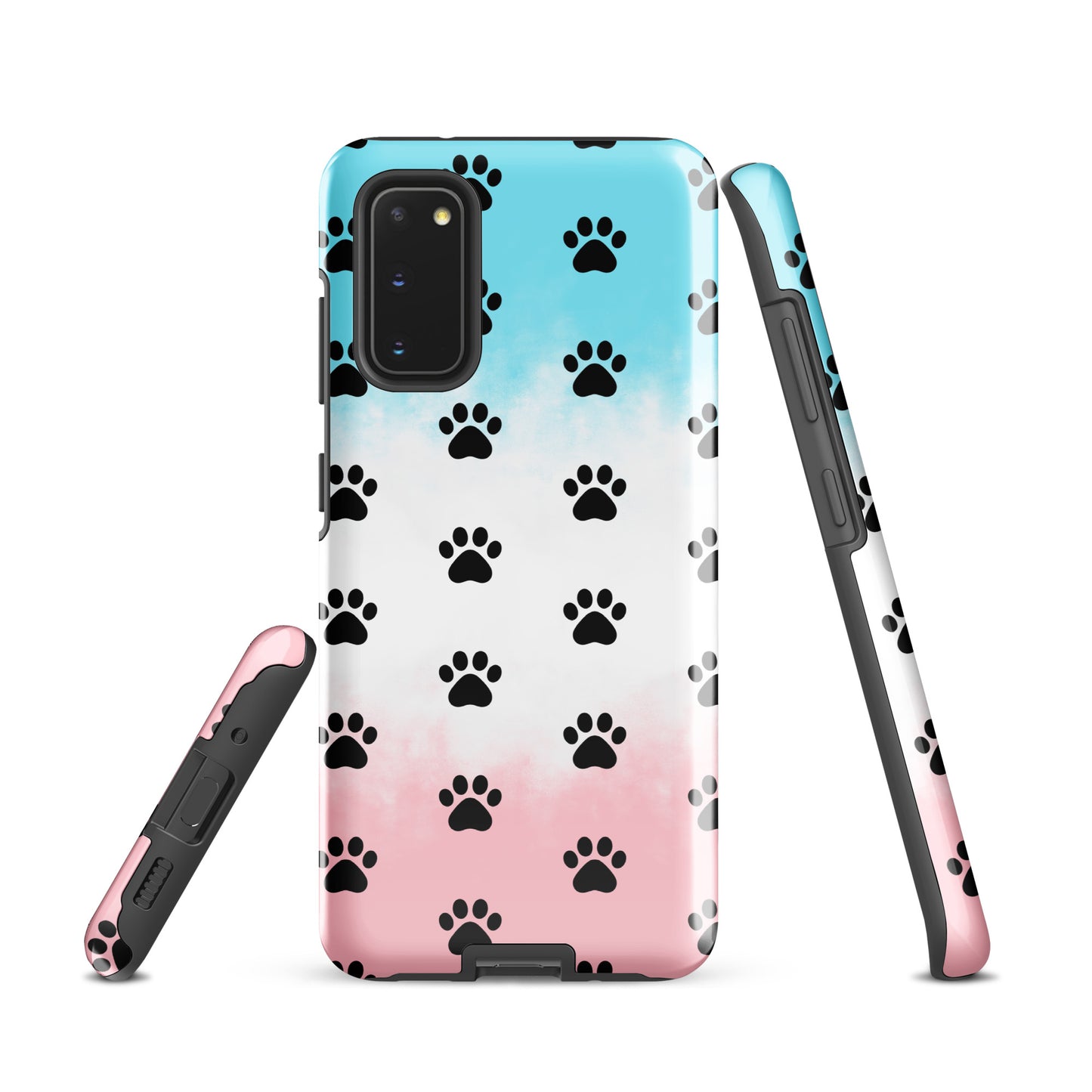 Phone Case for Samsung Galaxy with paw print design, ideal for pet lovers, showcasing minimalist style and transparent finish.