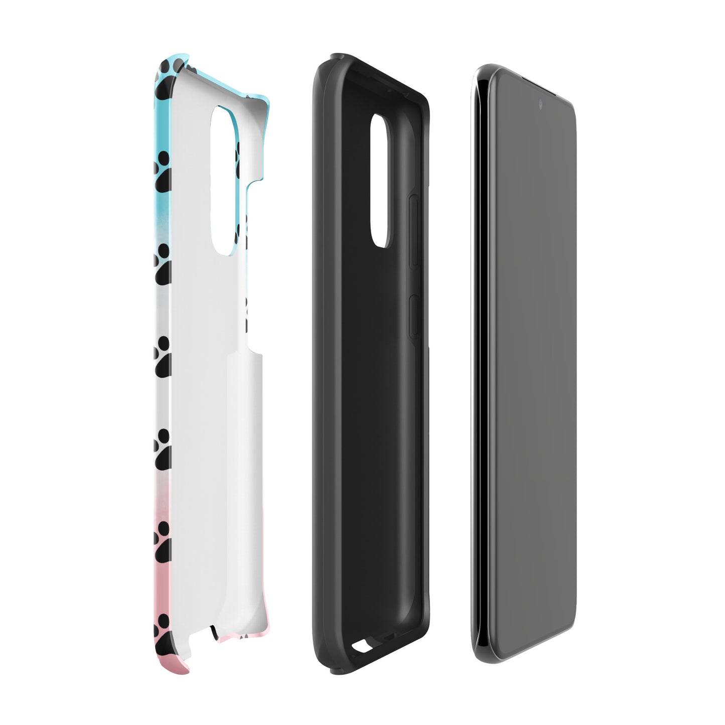 Phone Case for Samsung Galaxy with transparent paw-print design, showcasing minimalist style for pet lovers.