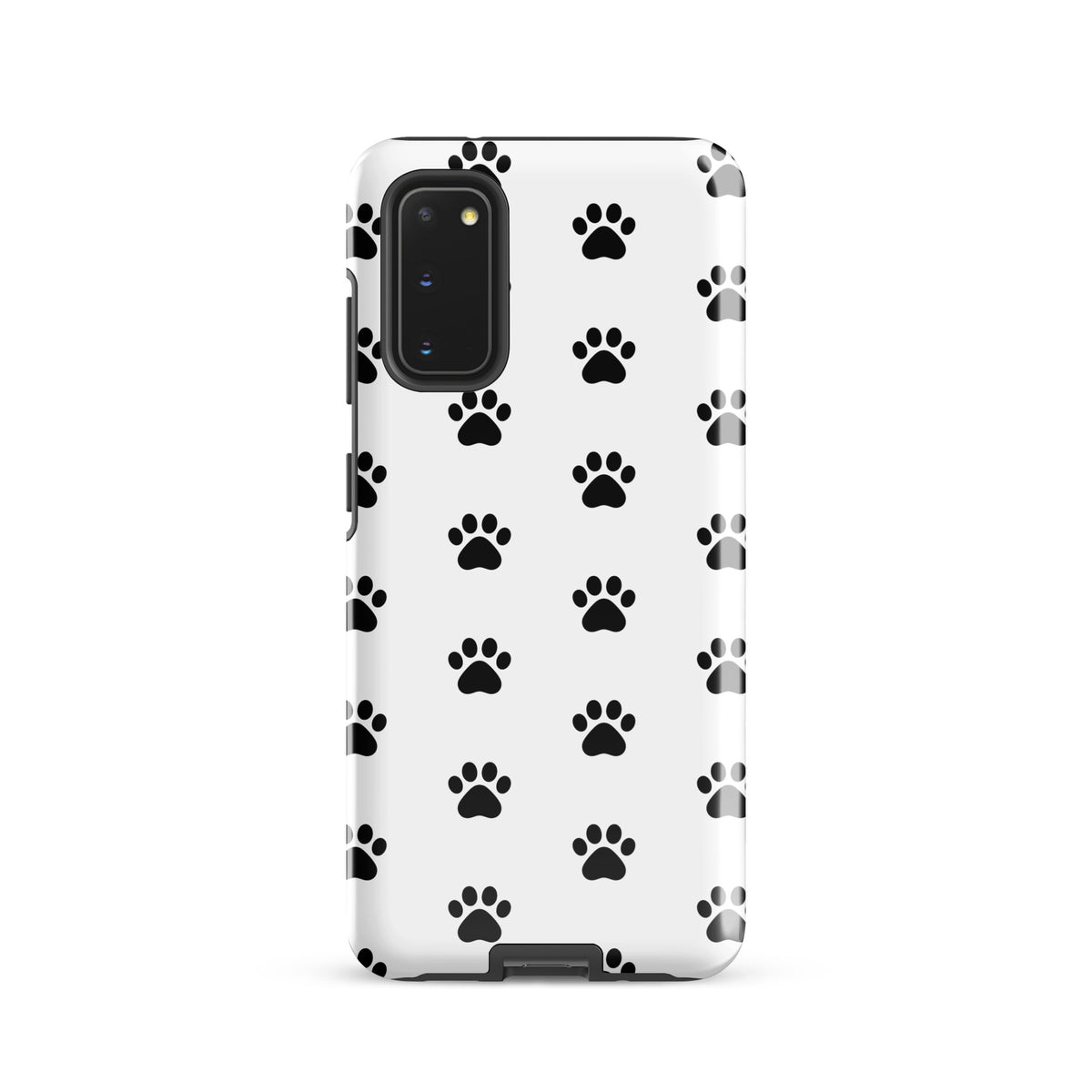 Phone Case for Samsung Galaxy with stylish black paw print design on white background, perfect for cat and dog lovers.