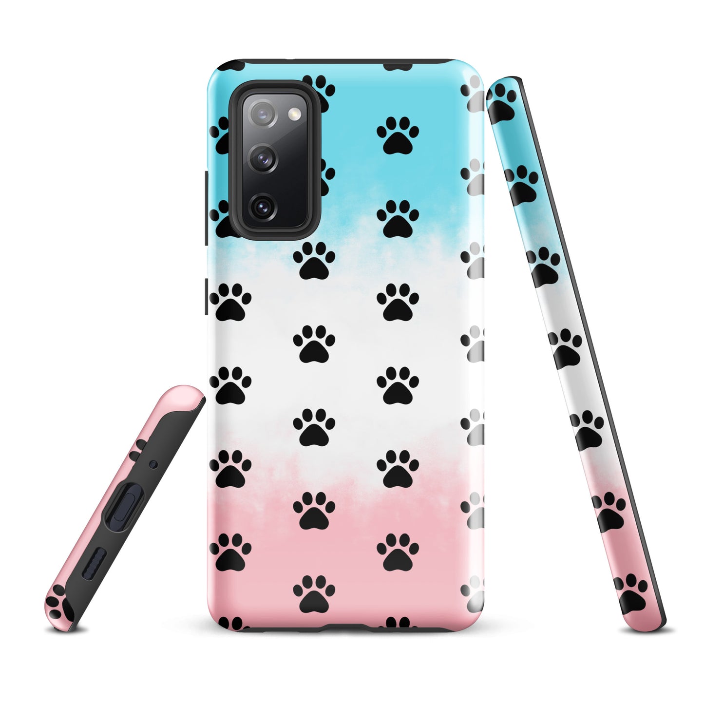 Phone Case for Samsung Galaxy with paw-print pattern, pet-lover design, transparent finish, minimalist style.