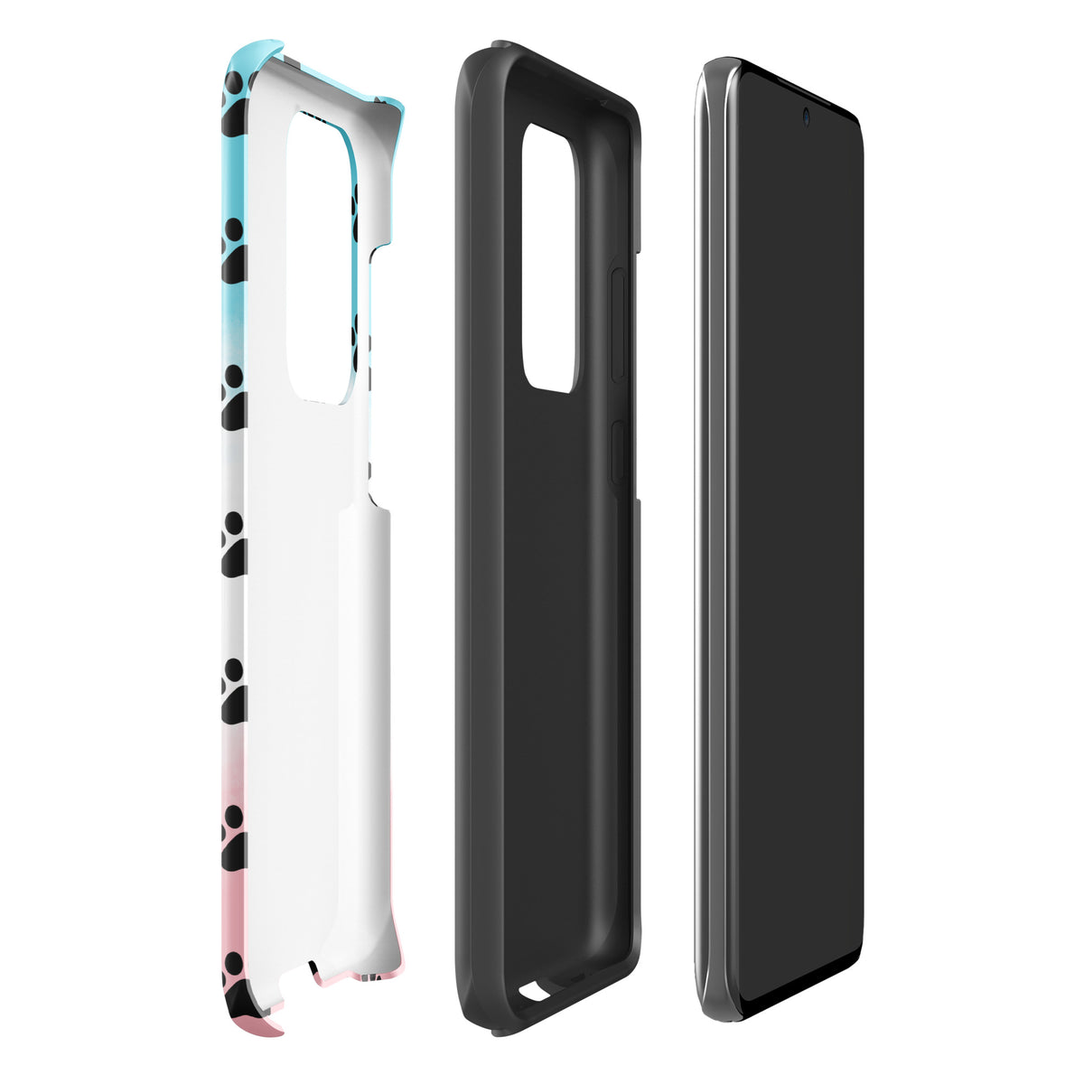 Phone Case for Samsung Galaxy with paw-print pattern and transparent finish, showcasing pet lover design in minimalist style.