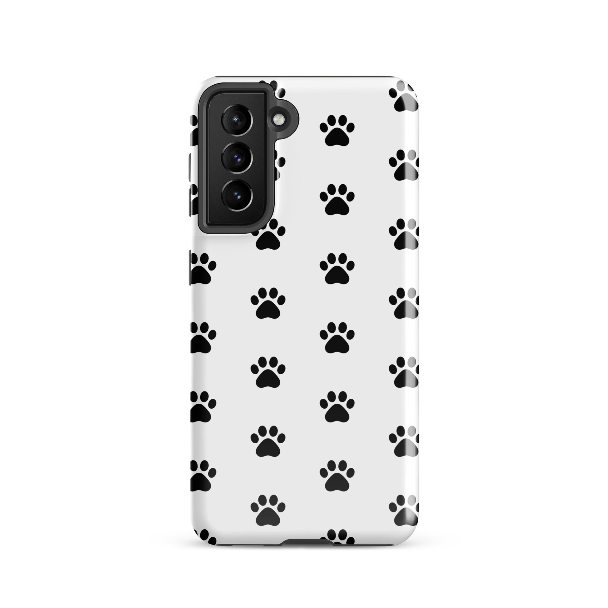 Phone Case for Samsung Galaxy with stylish black paw print design, ideal for pet lovers who adore cats and dogs.