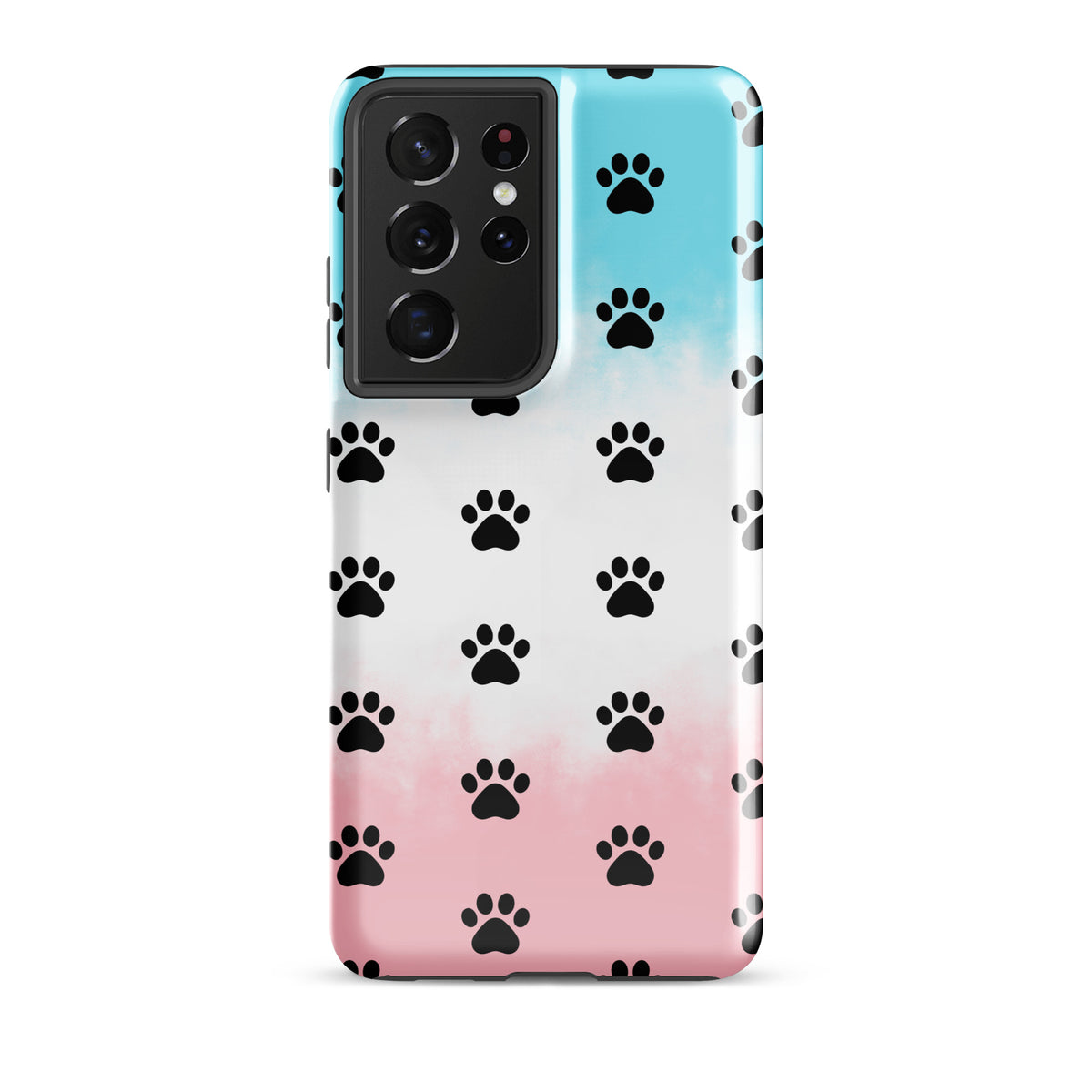 Phone Case for Samsung Galaxy with playful paw-print pattern and transparent finish, ideal for pet lovers wanting a modern, minimalist look.