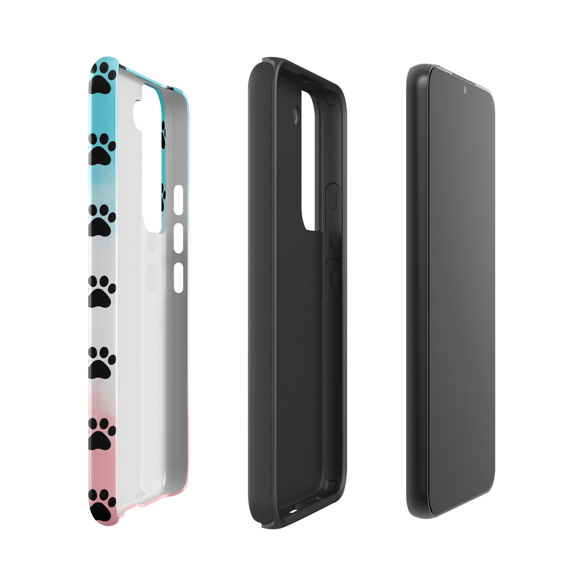 Phone Case for Samsung Galaxy with transparent paw-print pattern for pet lovers, minimalist design.