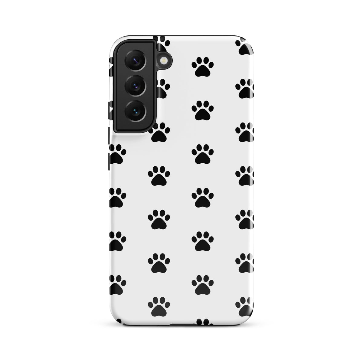 Phone Case for Samsung Galaxy with stylish paw print design, ideal for pet lovers. White and black minimalist design for dog and cat owners.