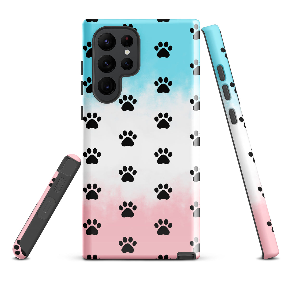 Phone Case for Samsung Galaxy with paw print pattern on transparent finish, perfect for pet lovers and minimalist design.