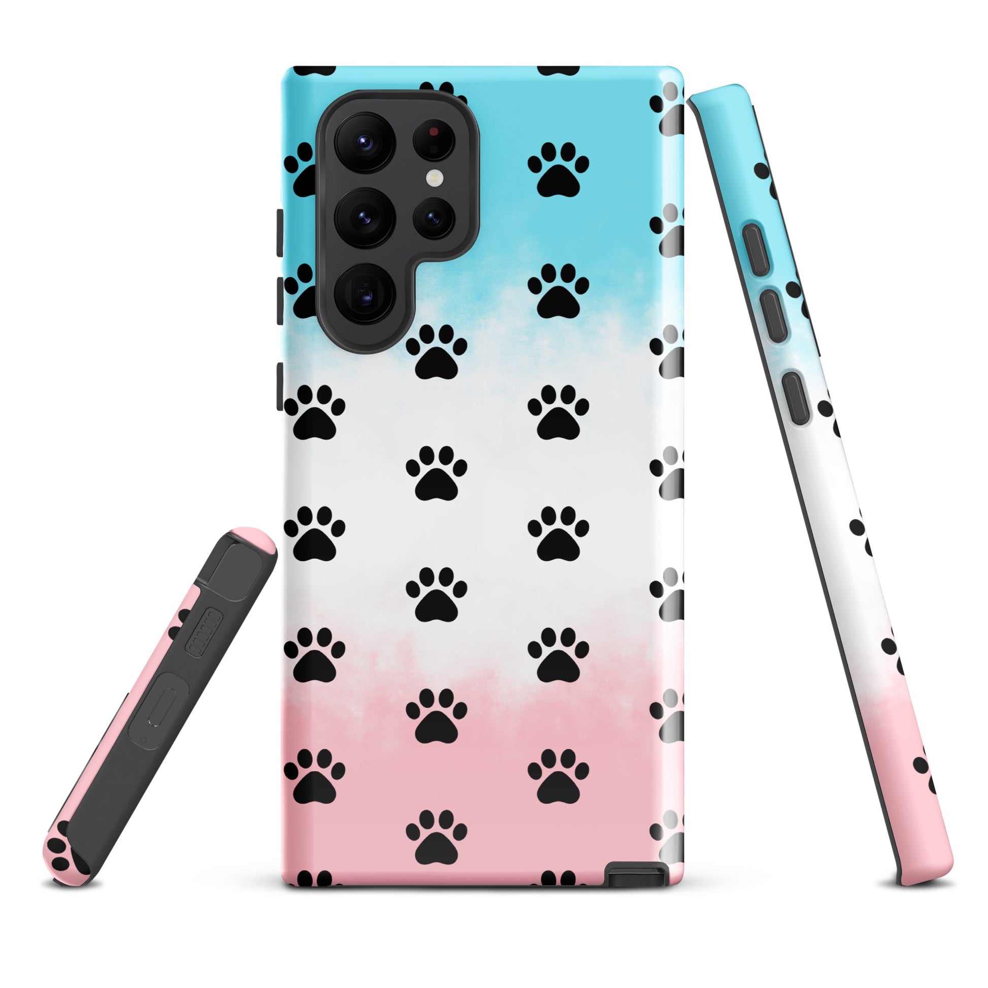 Phone Case for Samsung Galaxy with paw print pattern on transparent finish, perfect for pet lovers and minimalist design.