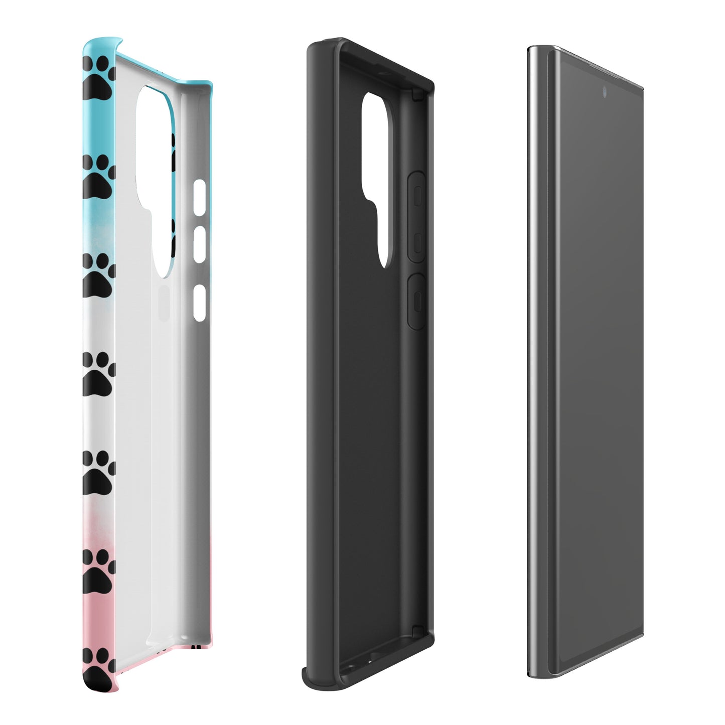 Phone Case for Samsung Galaxy with paw-print pattern, designed for pet lovers, featuring minimalist style and transparent finish.