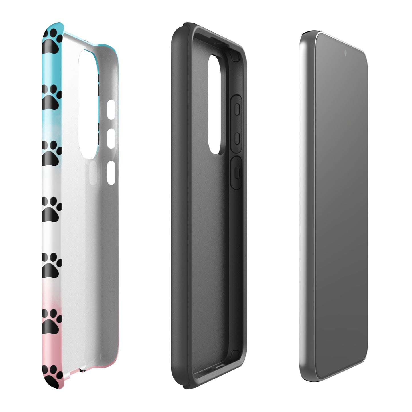 Phone Case for Samsung Galaxy with paw-print pattern, transparent finish showcasing minimalist design for pet lovers