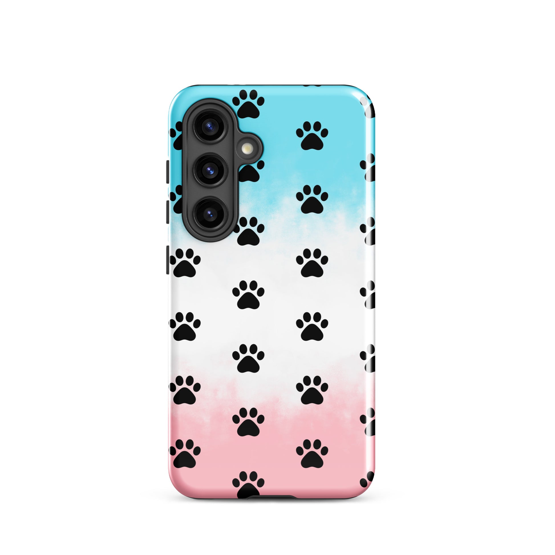 Phone Case with paw print pattern for Samsung Galaxy, perfect for pet lovers with minimalist design allowing phone color to show through.