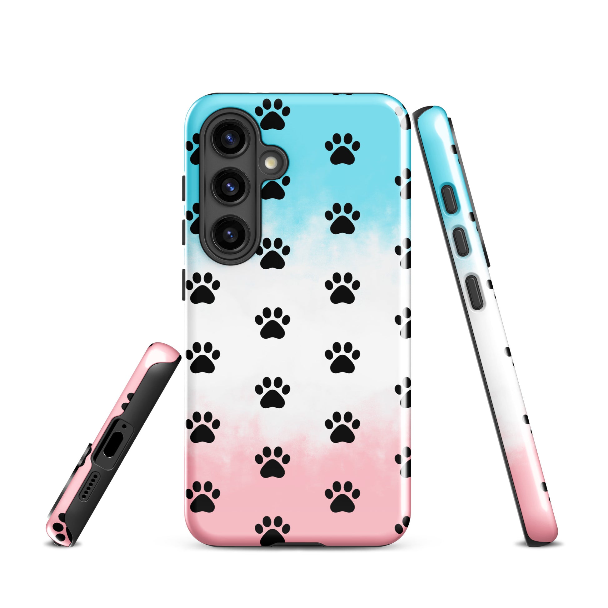 Phone Case for Samsung Galaxy with paw-print pattern, transparent finish, showcasing a minimalist style perfect for pet lovers.