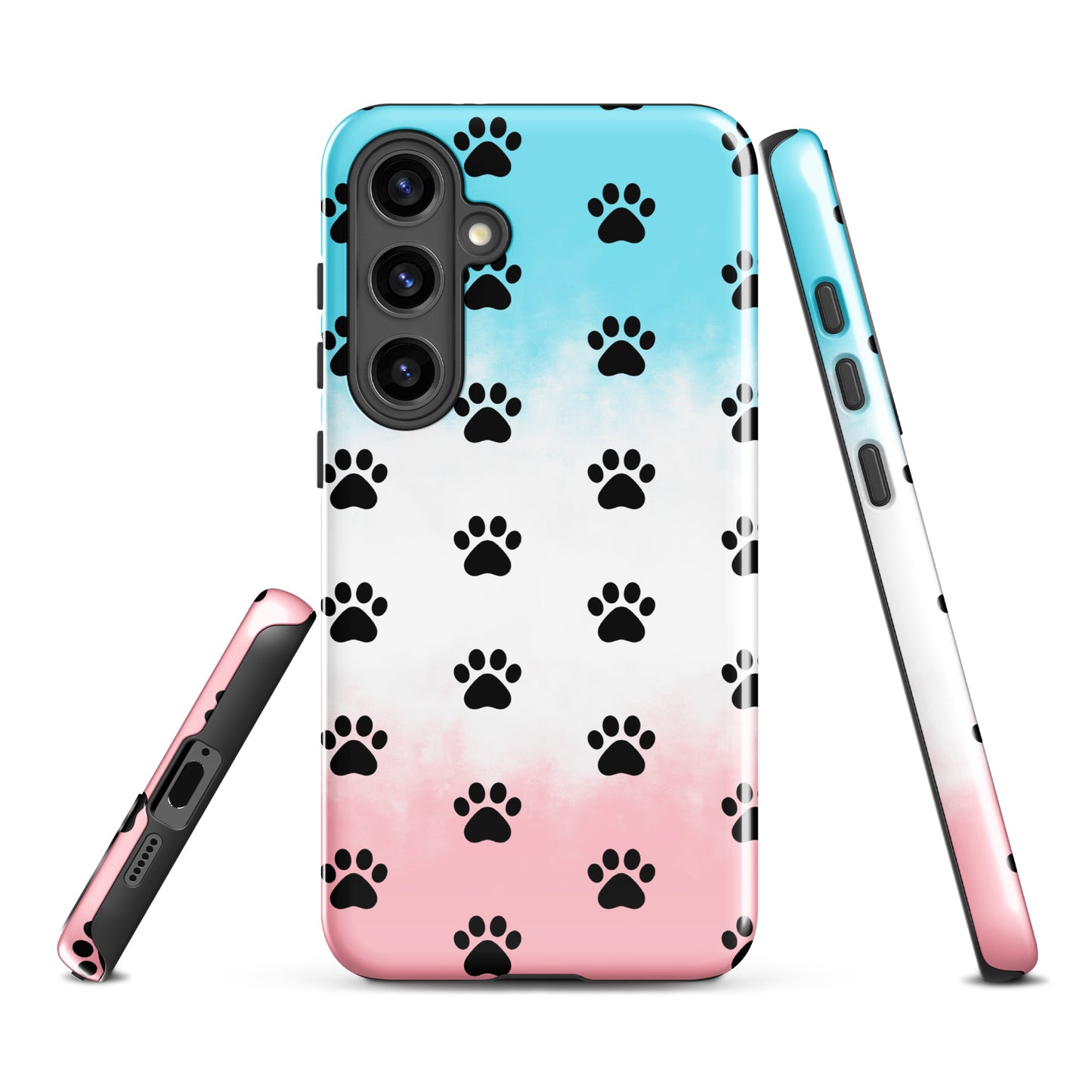 Phone Case with paw-print pattern for Samsung Galaxy, featuring a transparent design for pet lovers, highlighting minimalist style.