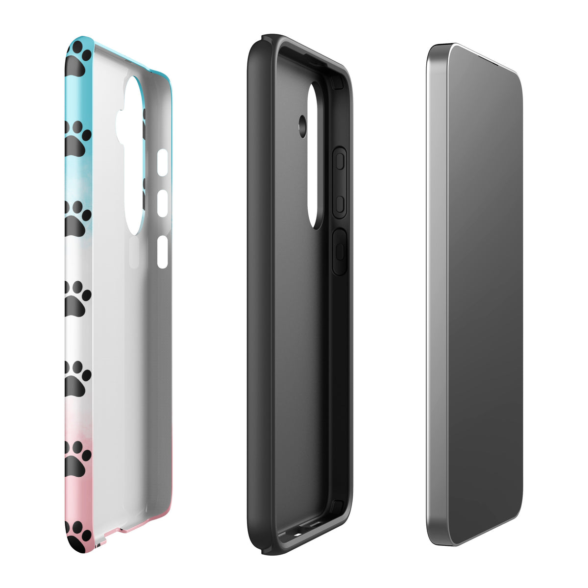 Phone Case for Samsung Galaxy with paw-print pattern, transparent finish, and minimalist design for pet lovers.
