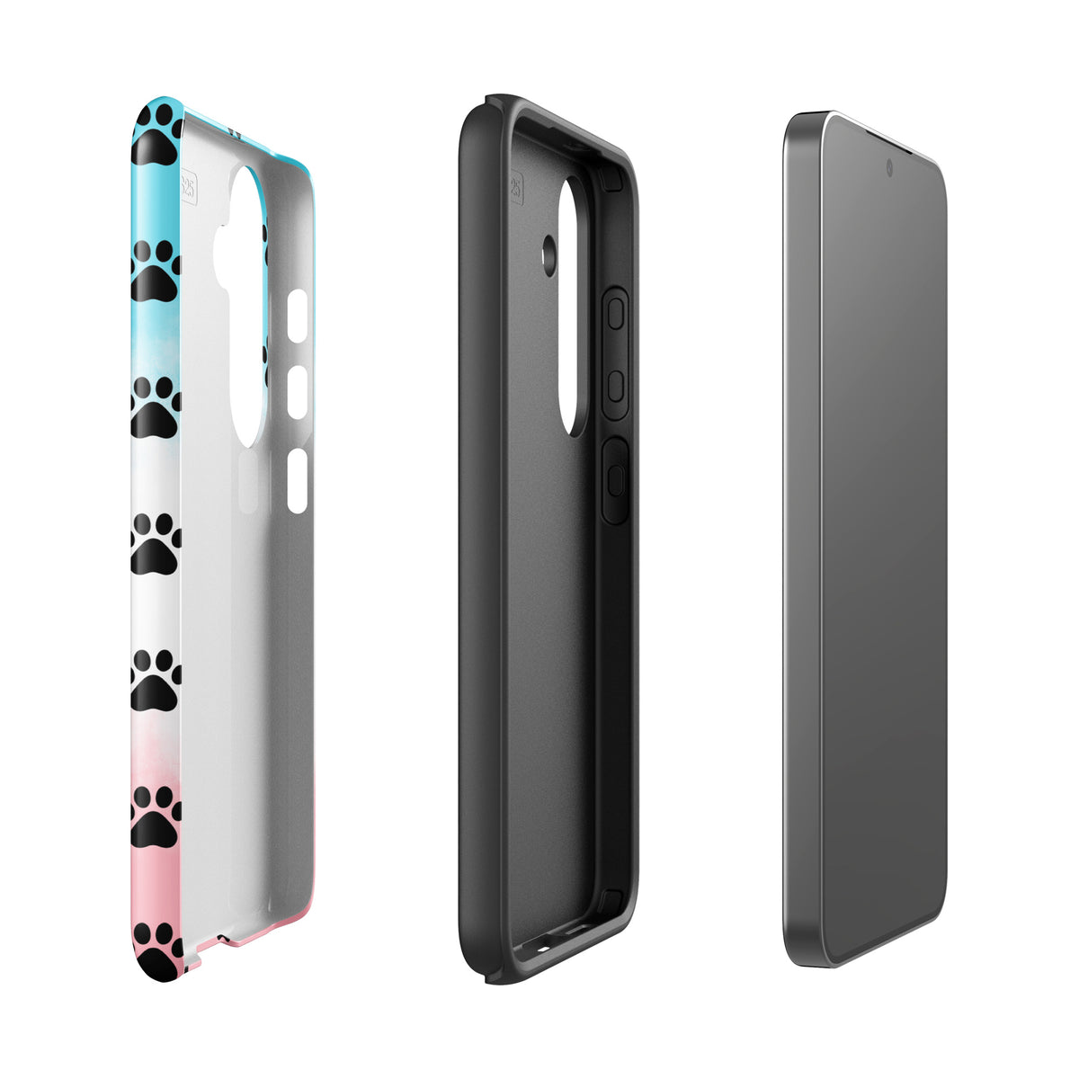 Phone Case for Samsung Galaxy with paw-print pattern, transparent finish, designed for pet lovers, highlighting minimalist style.