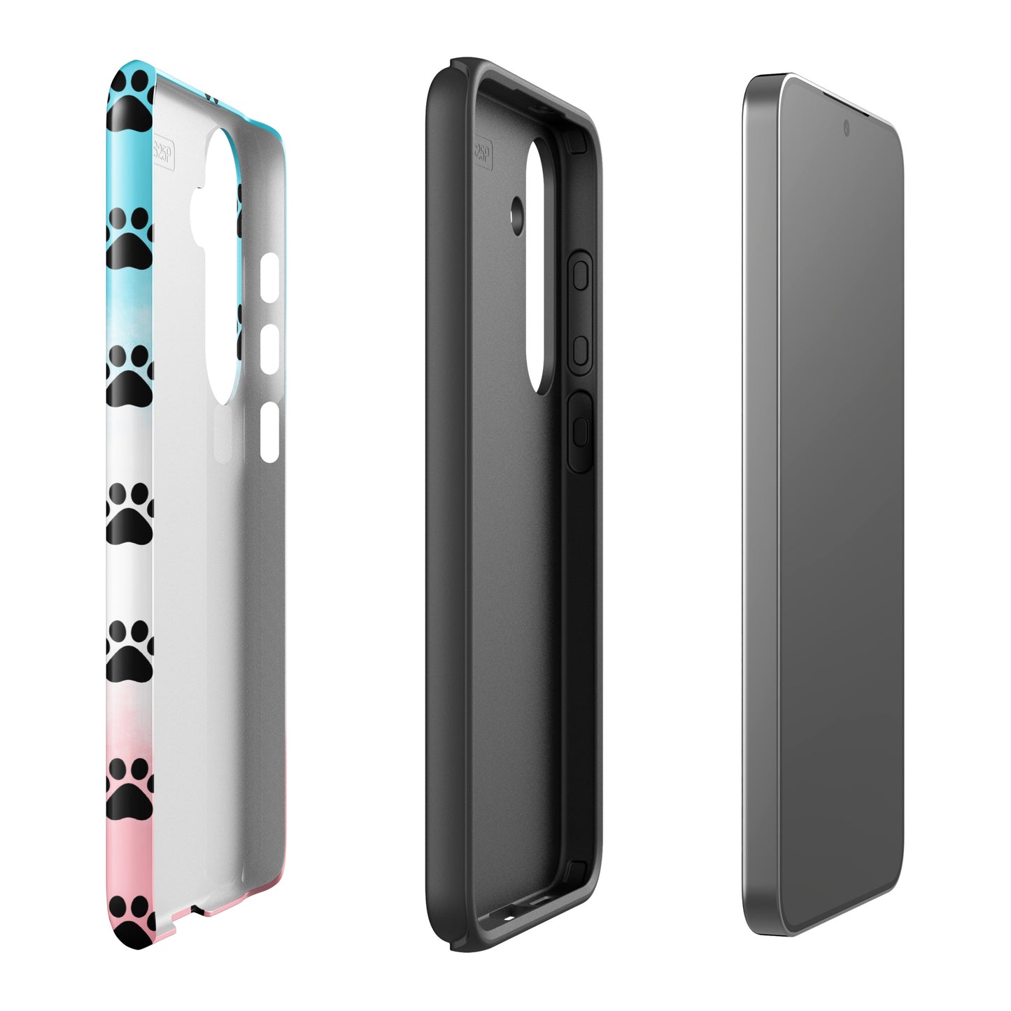 Phone Case for Samsung Galaxy with paw-print pattern, featuring a minimalist design for pet lovers, showing case details and style.