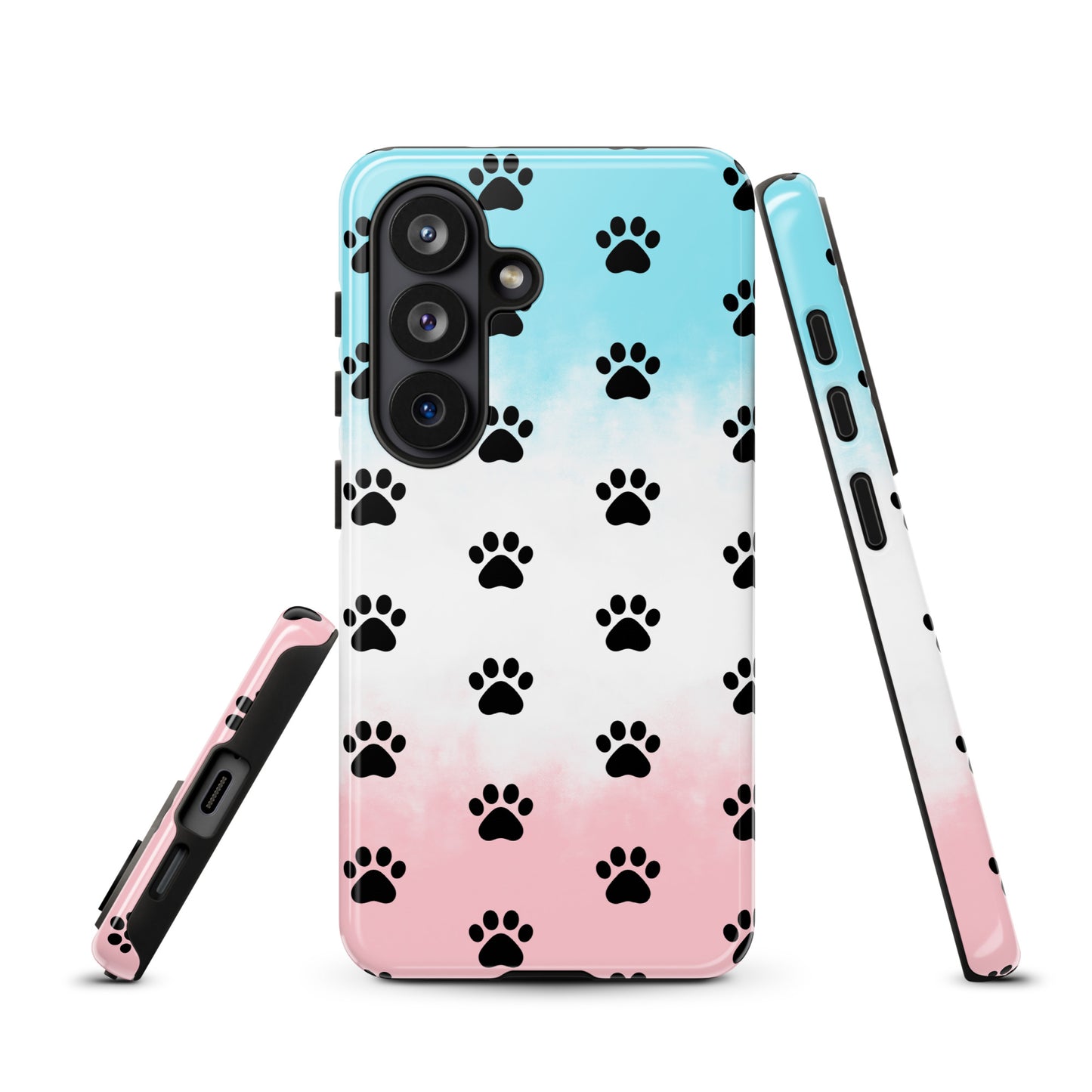 Phone Case for Samsung Galaxy with paw-print pattern, perfect for pet lovers, featuring a stylish and minimalist design with transparent finish.