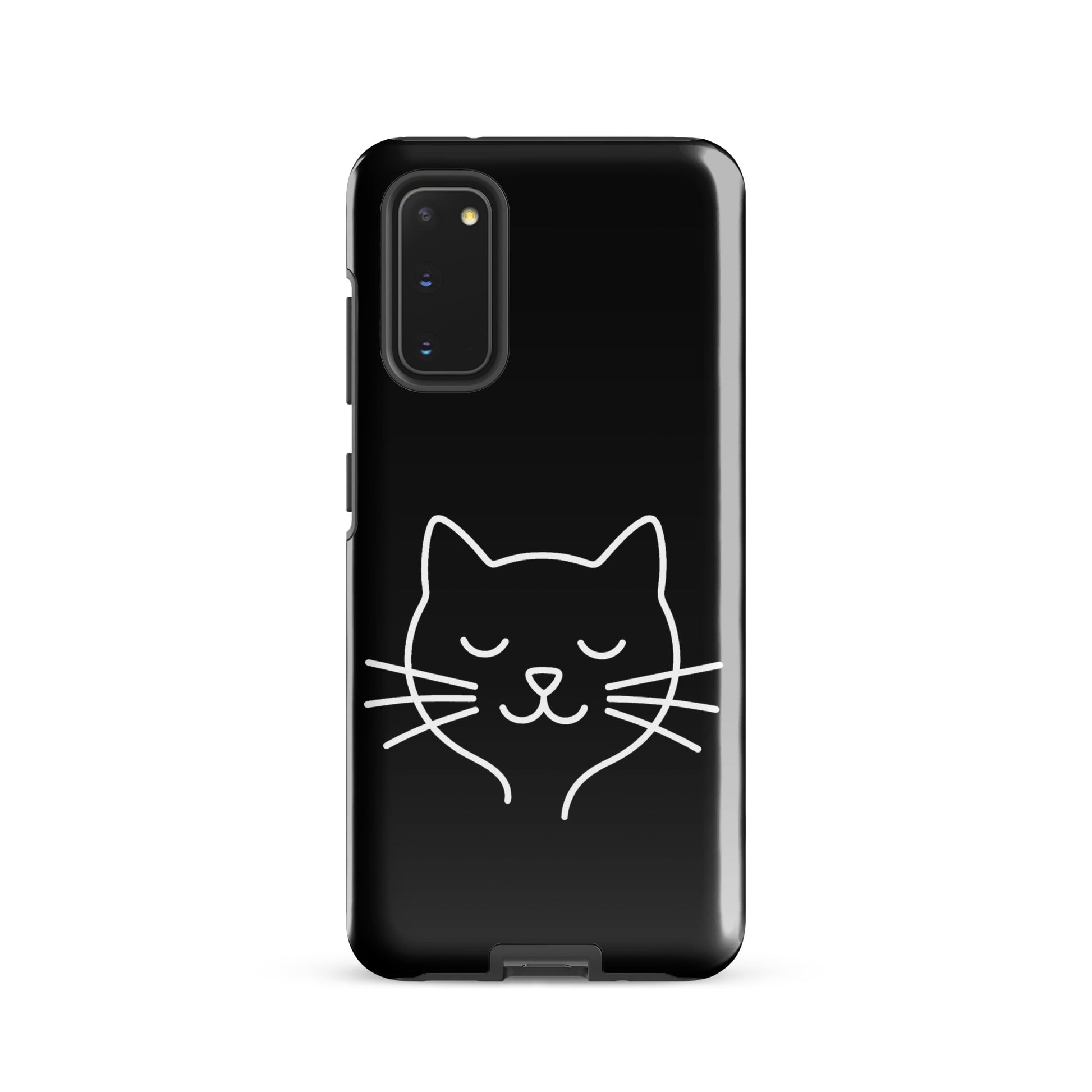 Phone Case for Samsung Galaxy with minimalist cat line art design in black and white