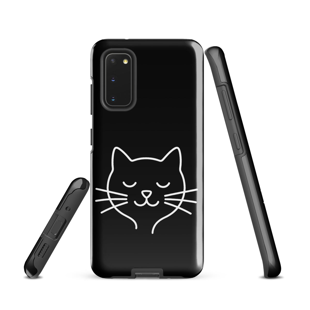 Phone Case for Samsung Galaxy featuring cute minimalist cat line art design in black and white, perfect for style and protection.