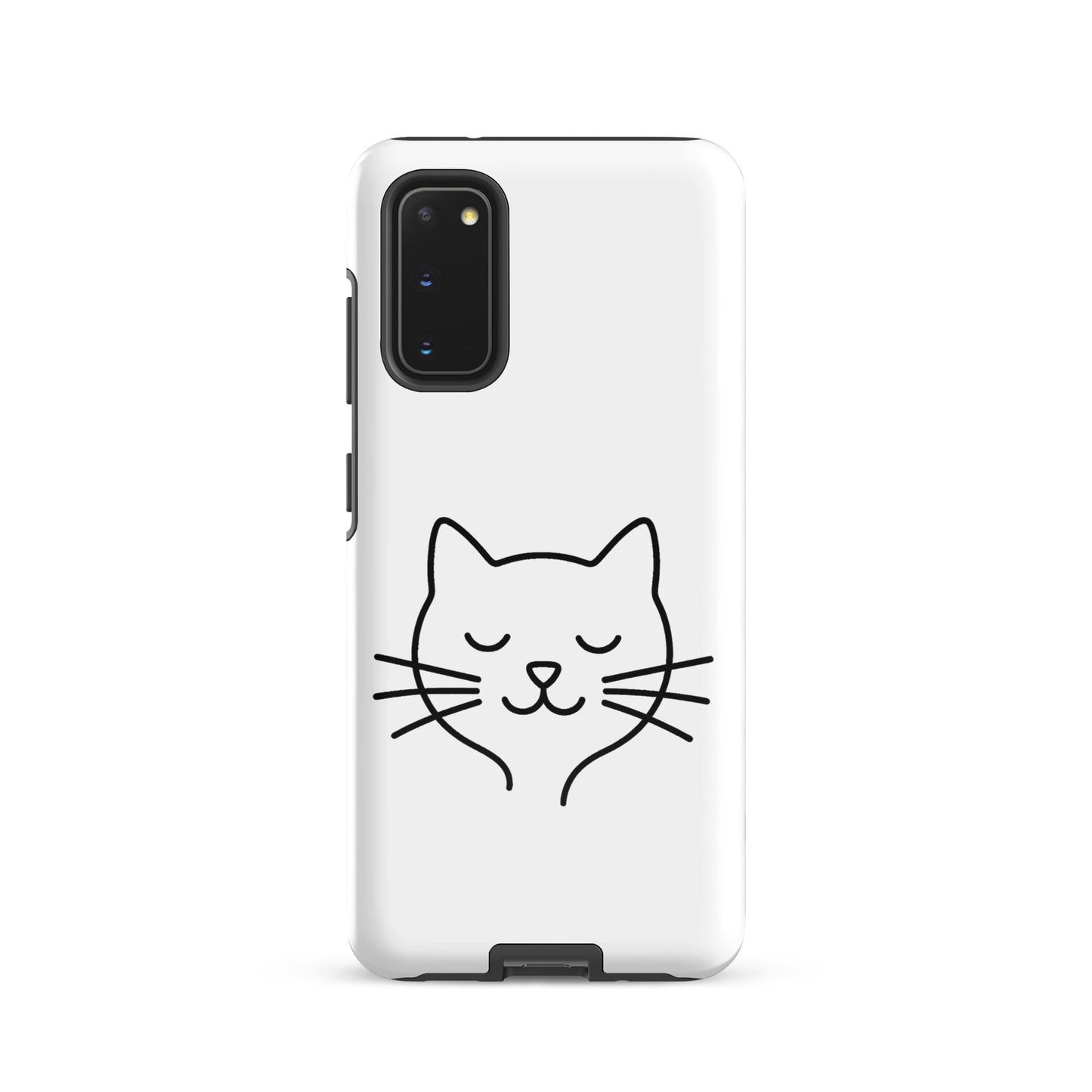 Phone Case for Samsung Galaxy with minimalist cat line art, white and black, perfect for cat lovers, stylish and protective accessory.