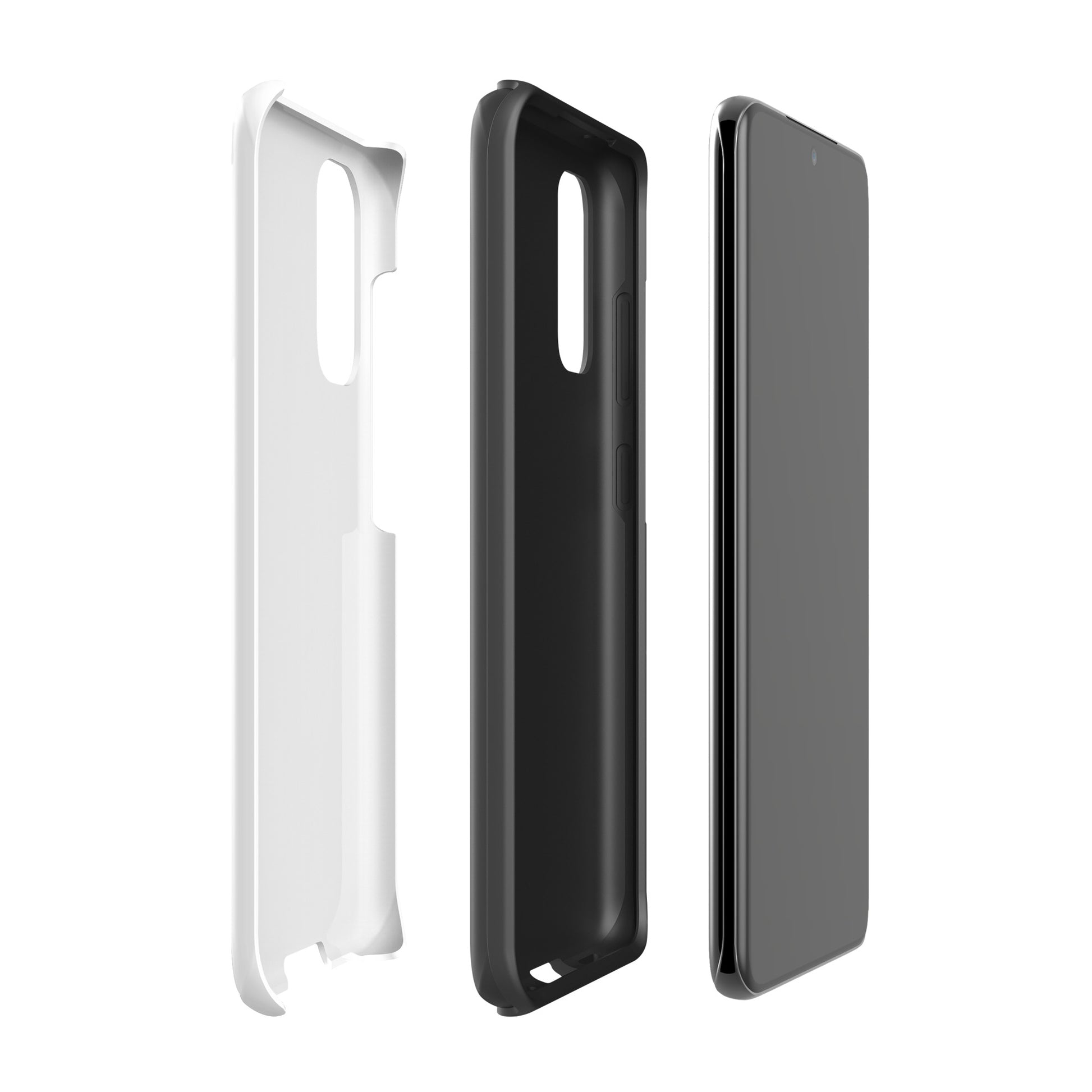 Phone Case for Samsung Galaxy with minimalist cat line art design in white and black, showcasing the protective and stylish accessory.