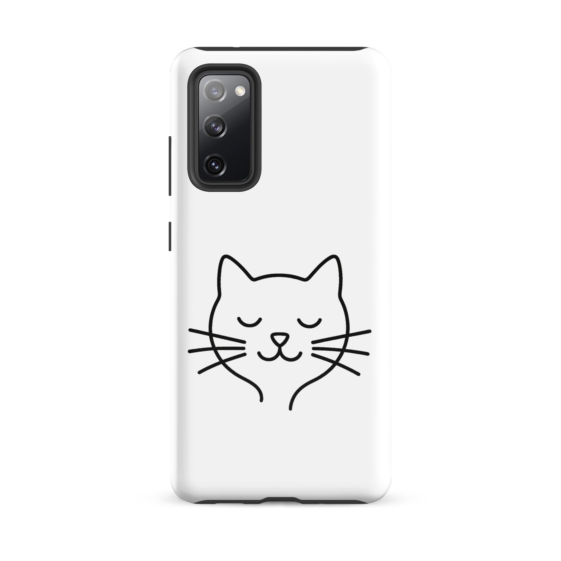 Phone Case for Samsung Galaxy with cute minimalist cat line art design in white and black, perfect for cat lovers who seek style and protection.