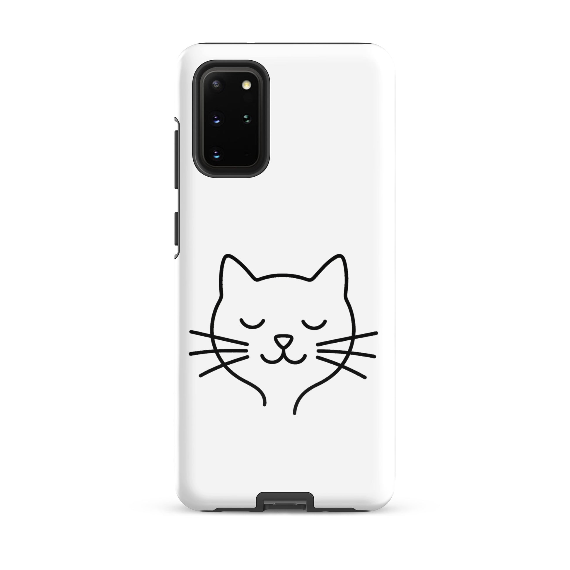 Phone Case for Samsung Galaxy with minimalist cat line art design in white and black, perfect for cat lovers seeking style and protection.
