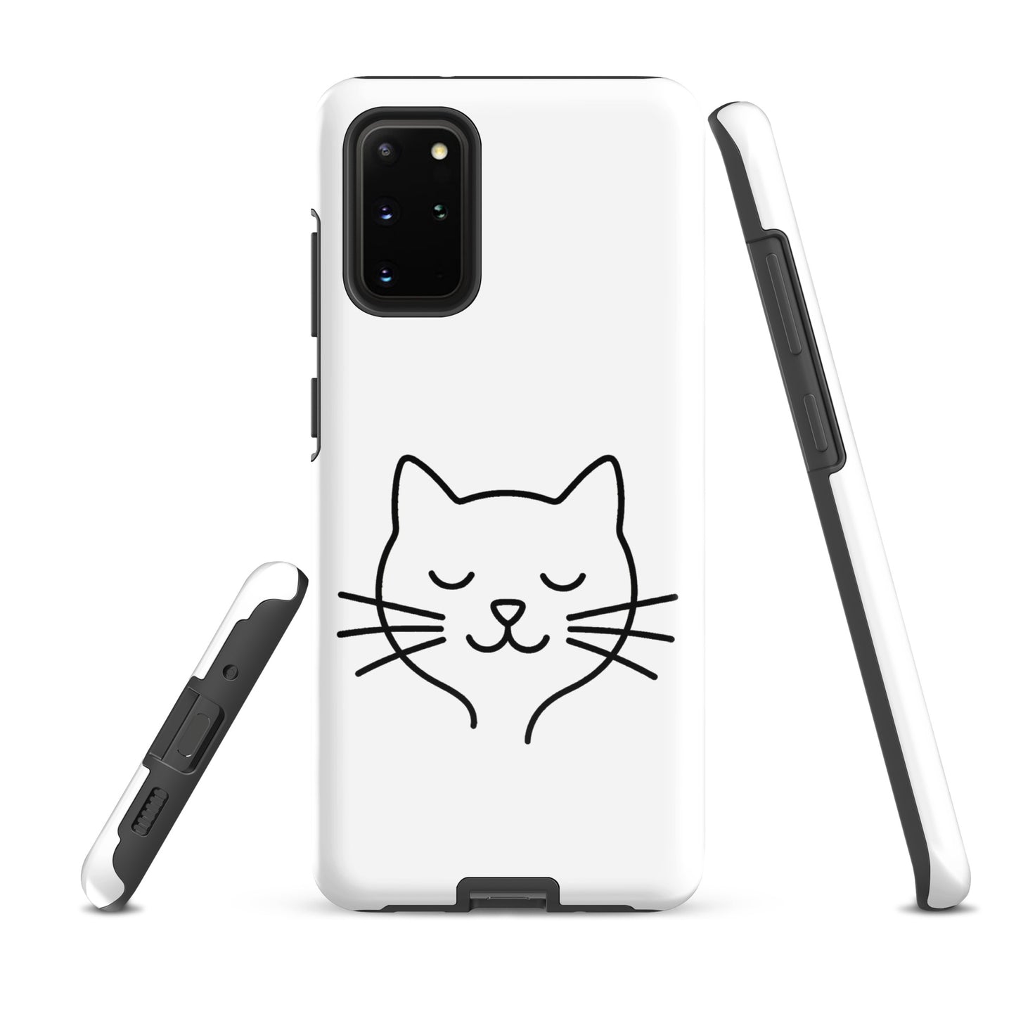 Phone Case for Samsung Galaxy with cute minimalist cat line art design in black and white, perfect for cat lovers and daily protection.