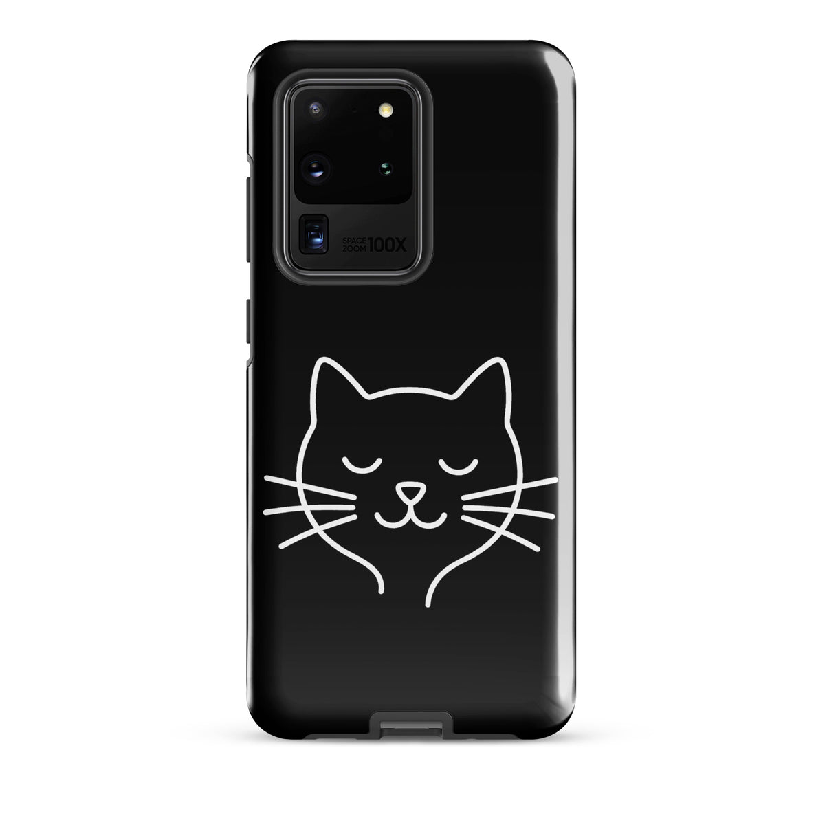 Phone Case for Samsung Galaxy with minimalist cat line art design in black and white, perfect for stylish cat lovers.